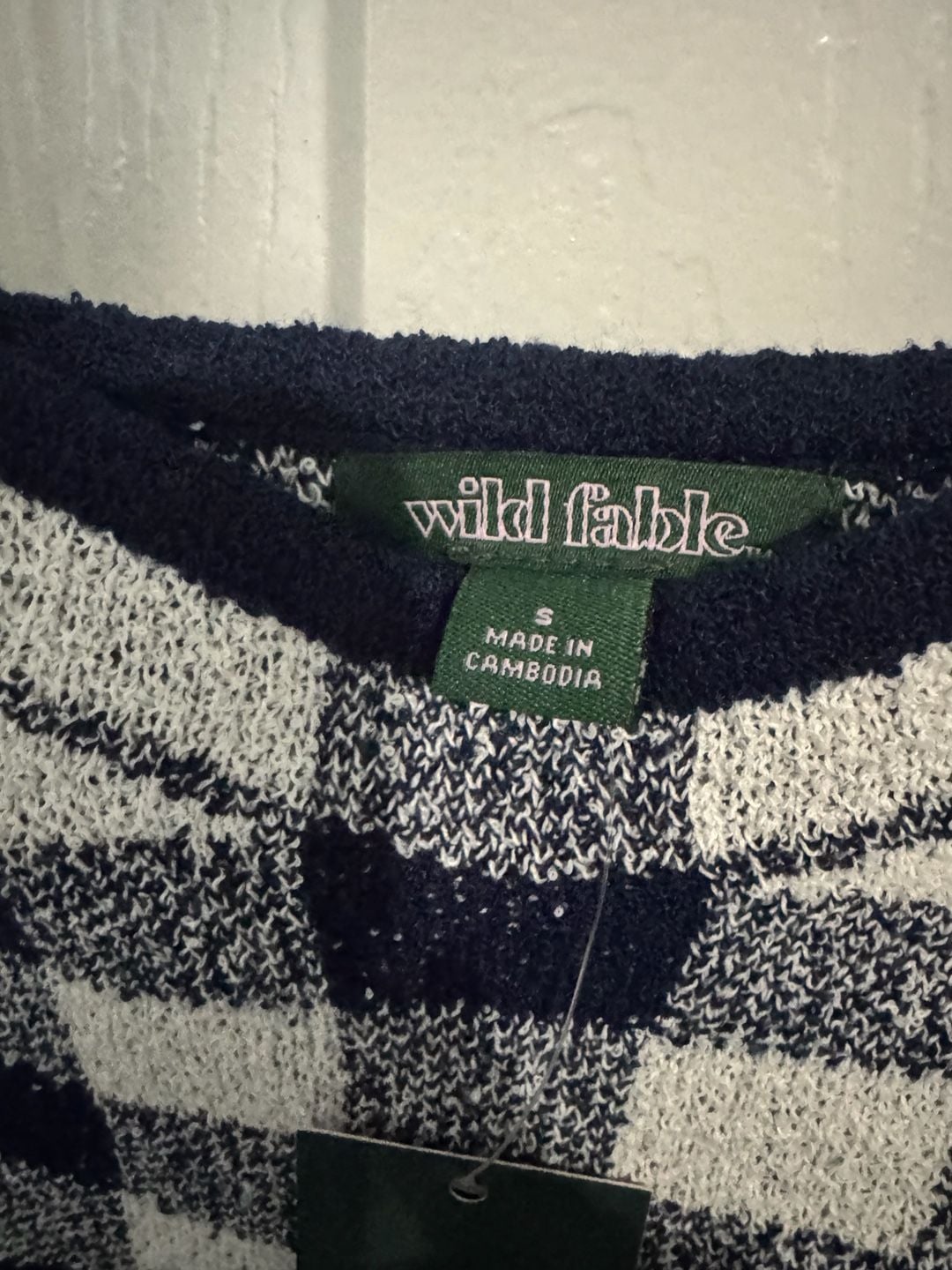 Wild Fable Gingham Sweater Dress Size S Navy Cream 4