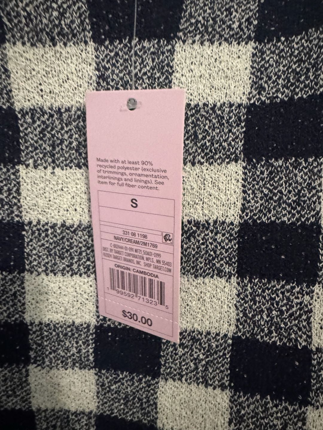 Wild Fable Gingham Sweater Dress Size S Navy Cream 5