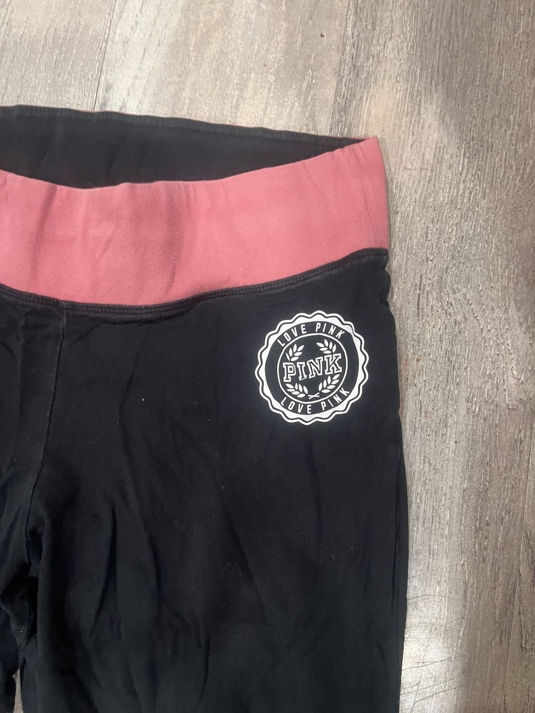 Y2K Pink Victoria's Secret Yoga Pants Size L Black Pink Waistband 4