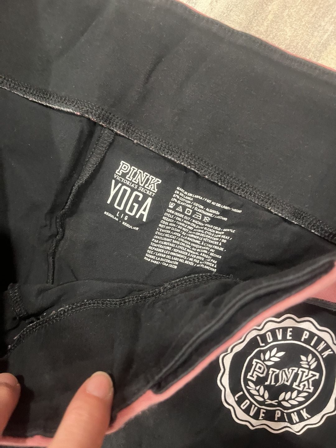 Y2K Pink Victoria's Secret Yoga Pants Size L Black Pink Waistband 5