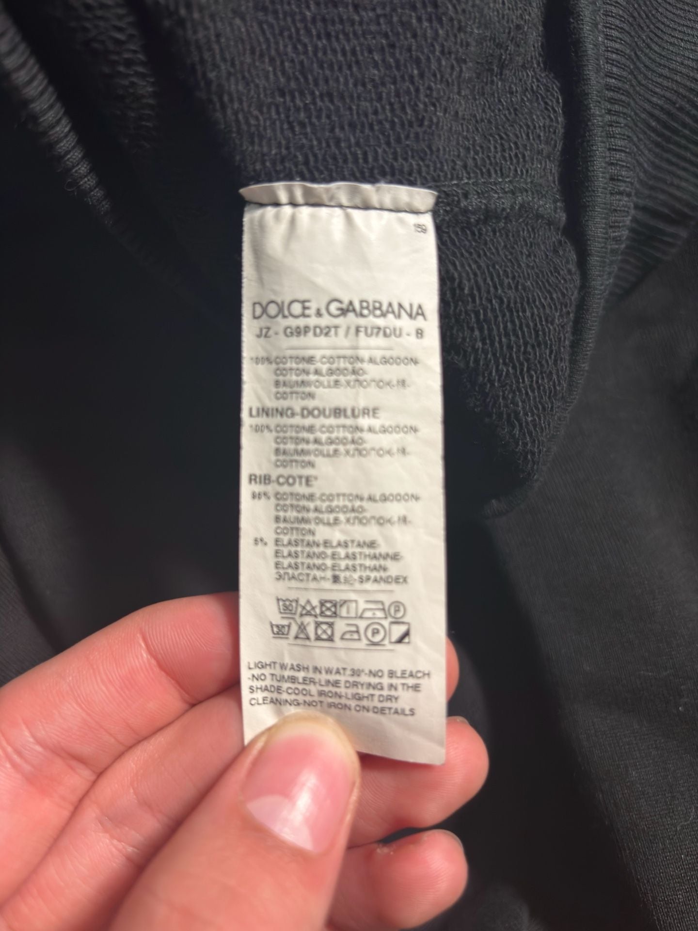 Dolce & Gabbana Full Zip Hoodie Size 50 Black Logo Metal Plate 7