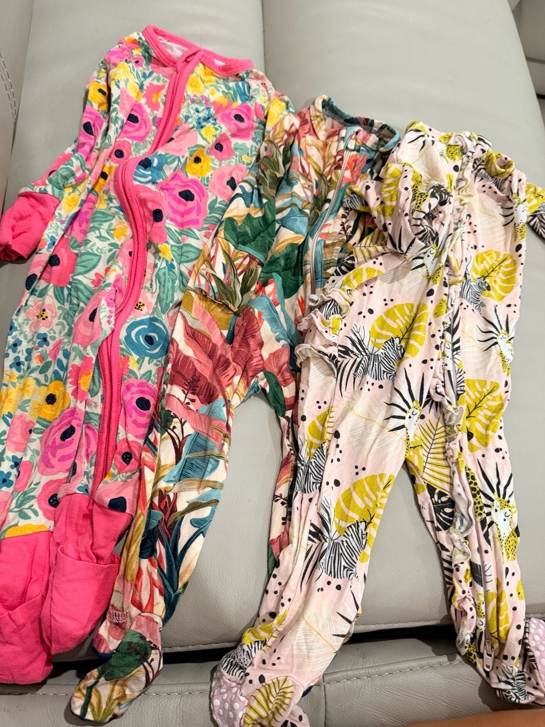 3/6m baby girl pajama bundle little sleepies secret garden posh peanut floral 1