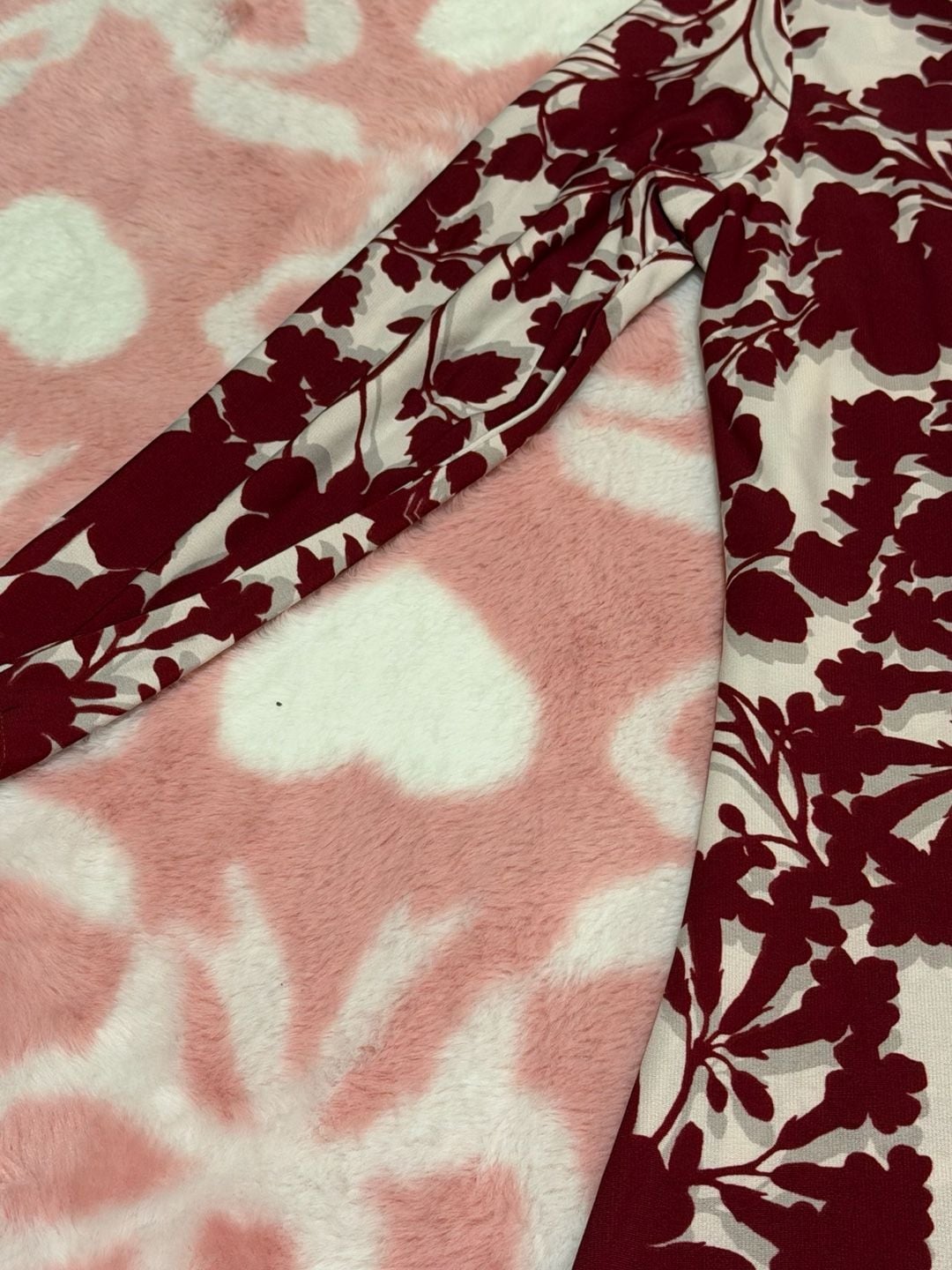 Unbranded Floral Long Sleeve Midi Dress Red White Size Unknown 5
