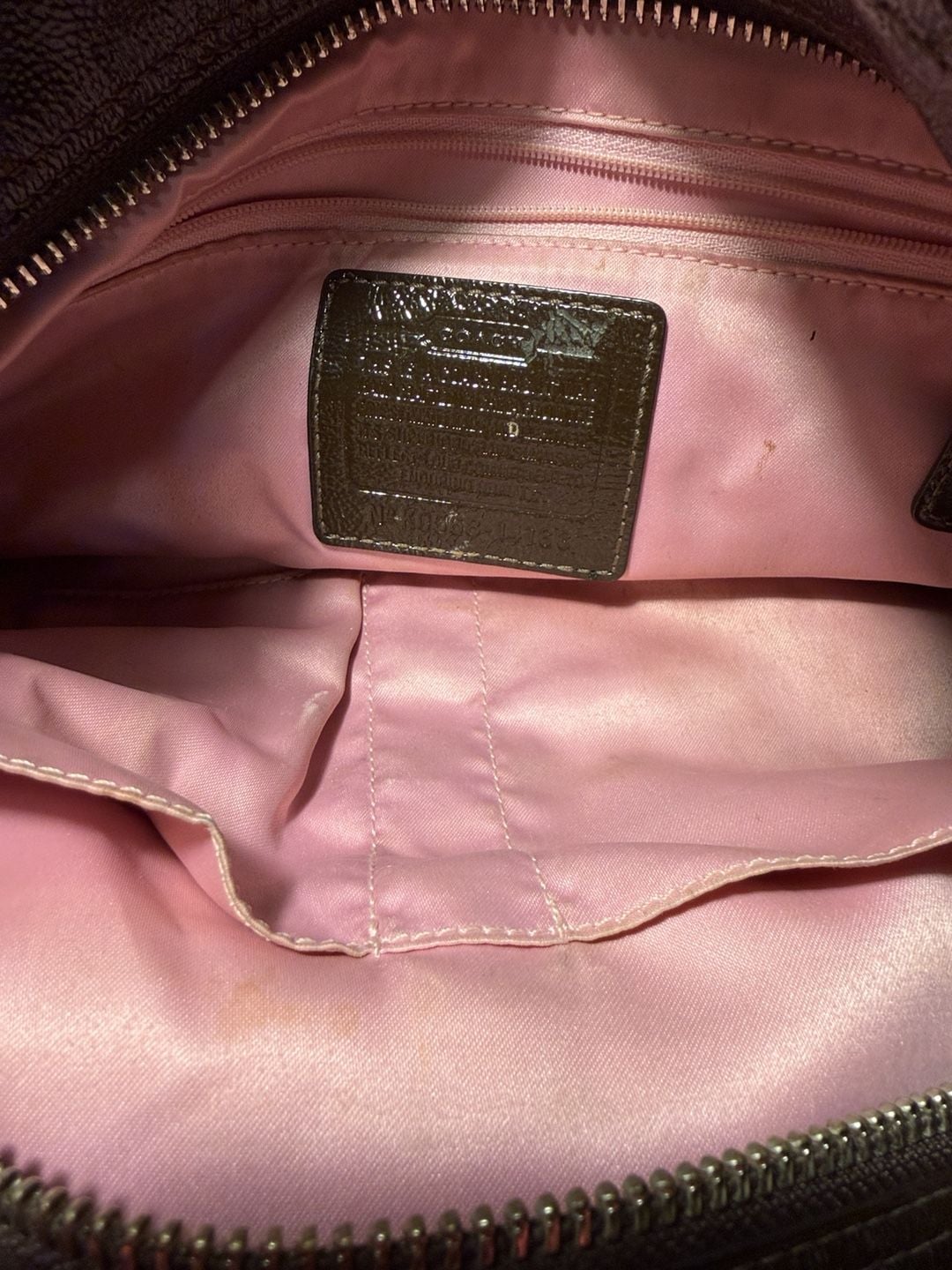 LUP 10 Coach Signature C Tote Bag Brown Canvas Pink Lining 6