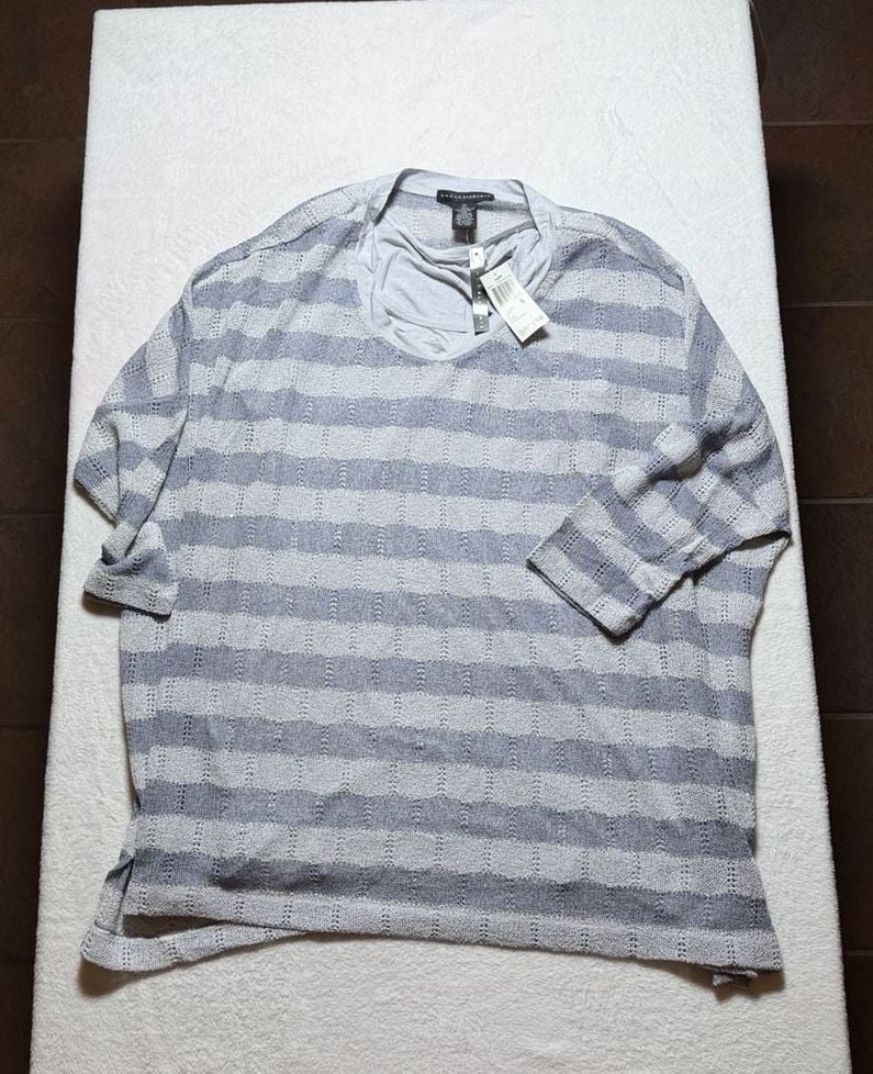 Grace Elements Striped Open Knit Sweater Tank Size XL 1