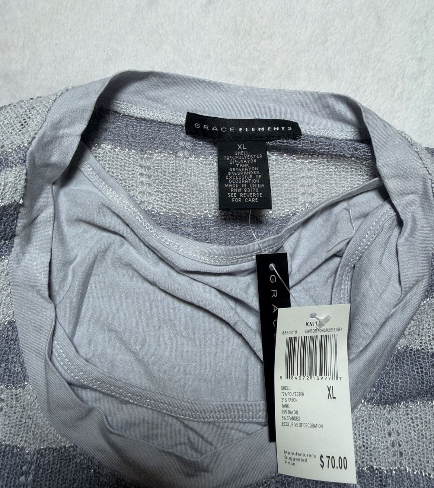 Grace Elements Striped Open Knit Sweater Tank Size XL 2