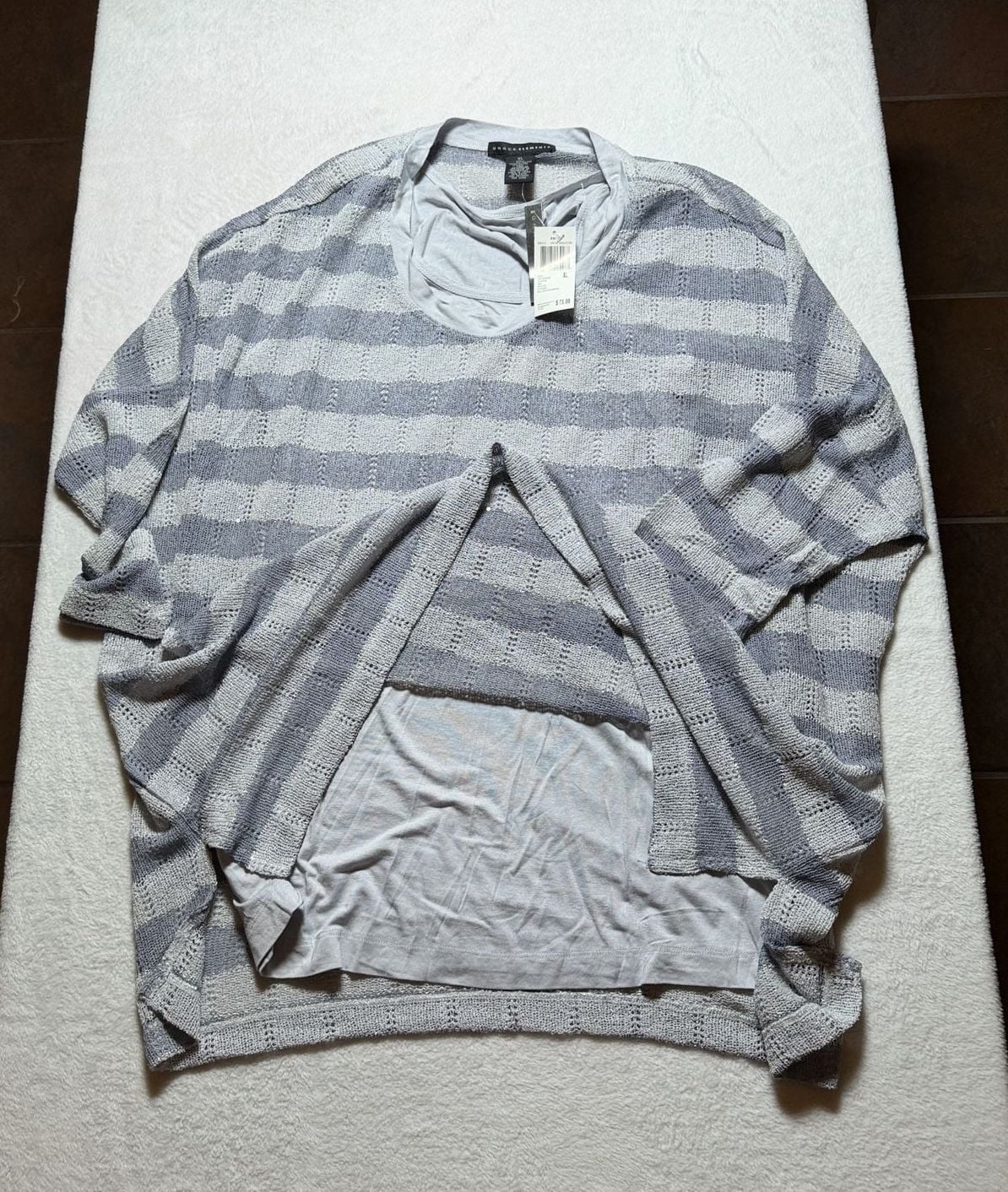 Grace Elements Striped Open Knit Sweater Tank Size XL 3