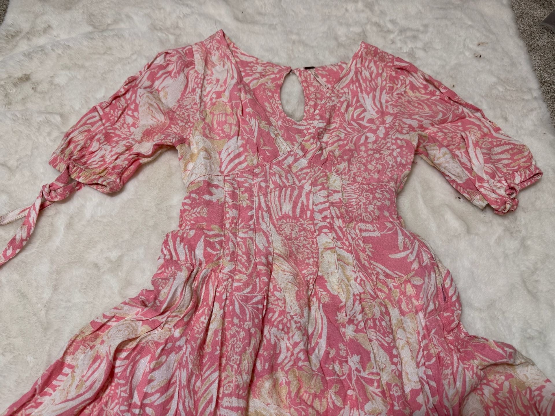 Free People Forever Always Midi Dress Size 0 Pink Floral 11