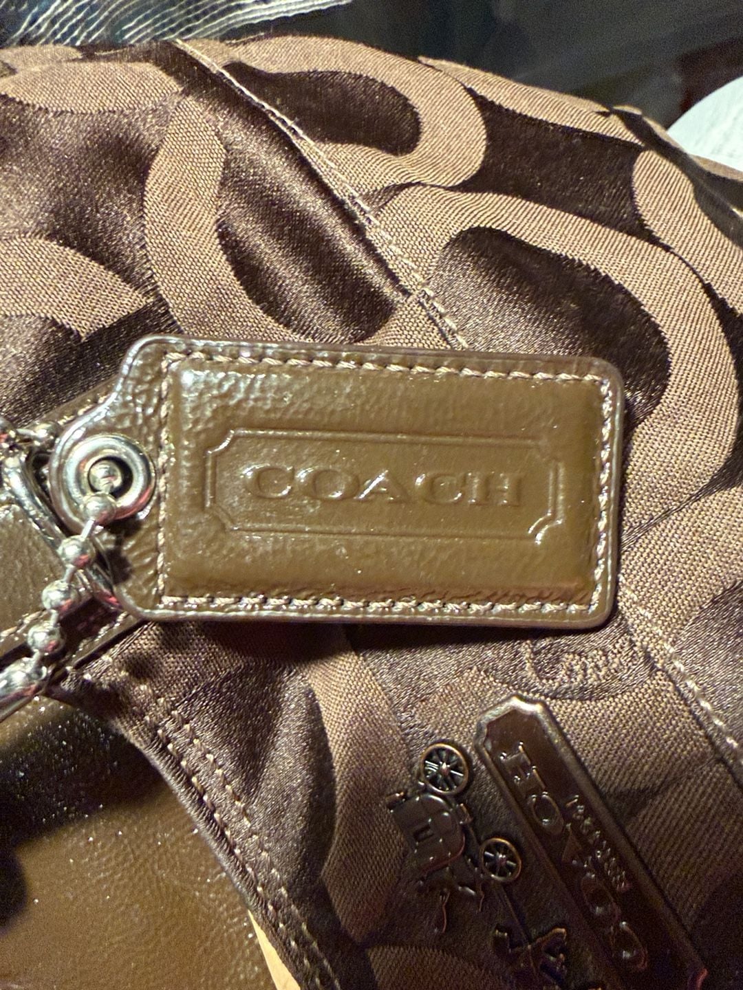 LUP 10 Coach Signature C Tote Bag Brown Canvas Pink Lining 8