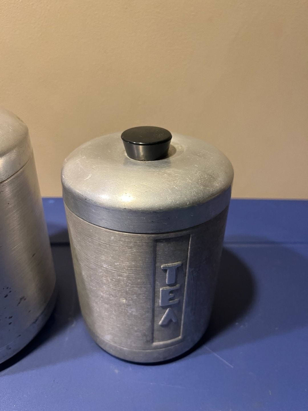 Vintage Spun Aluminum Canister Set Flour Coffee Tea 4