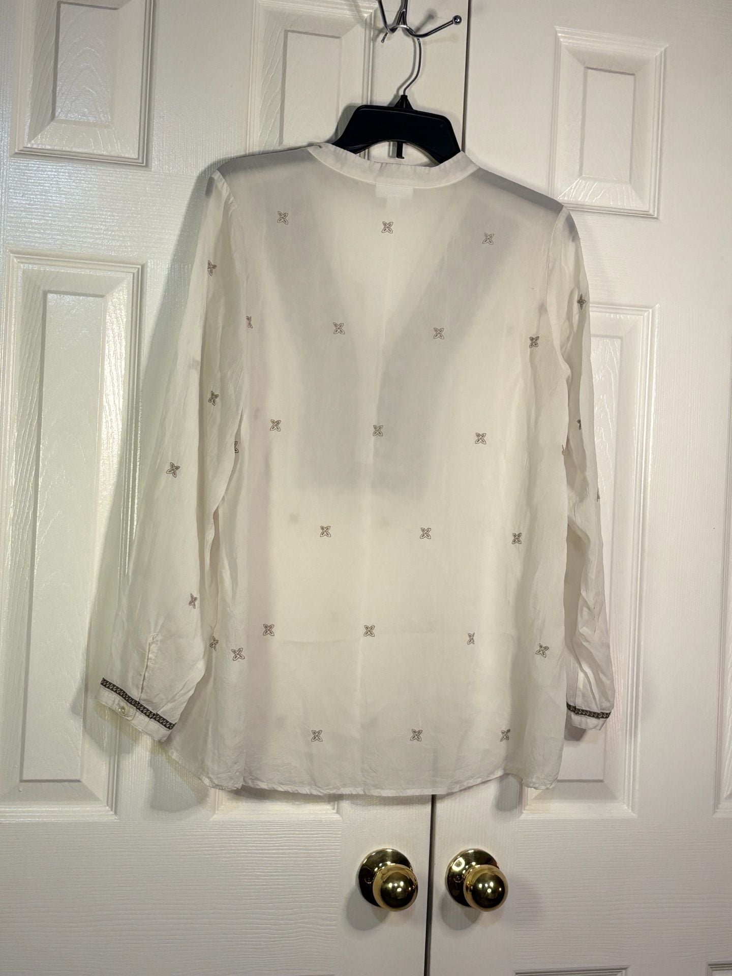 J.Jill Embroidered Tunic Top Size S White Rayon 8
