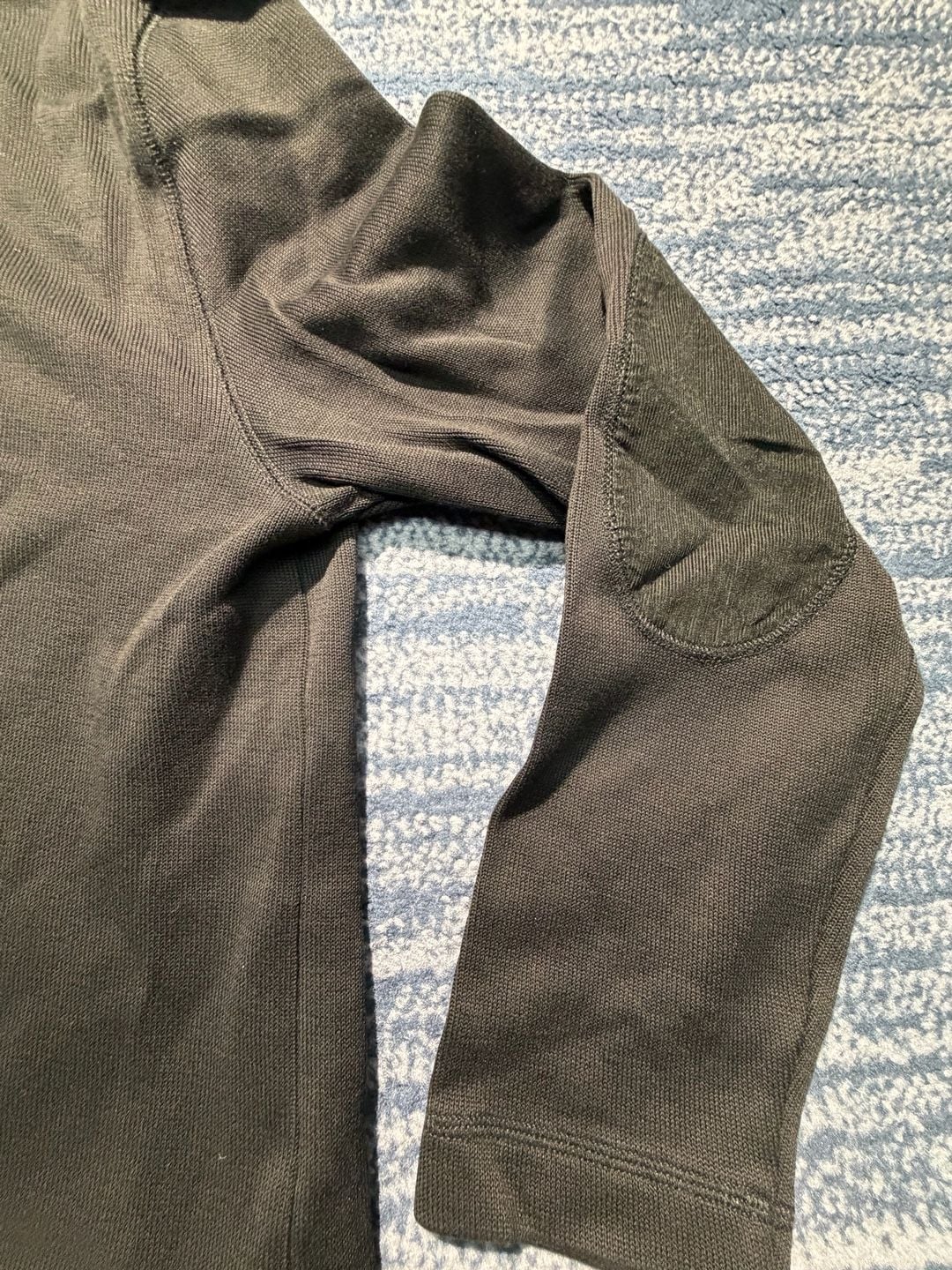 Banana Republic Quarter Zip Sweater Black Cotton Elbow Patches 3