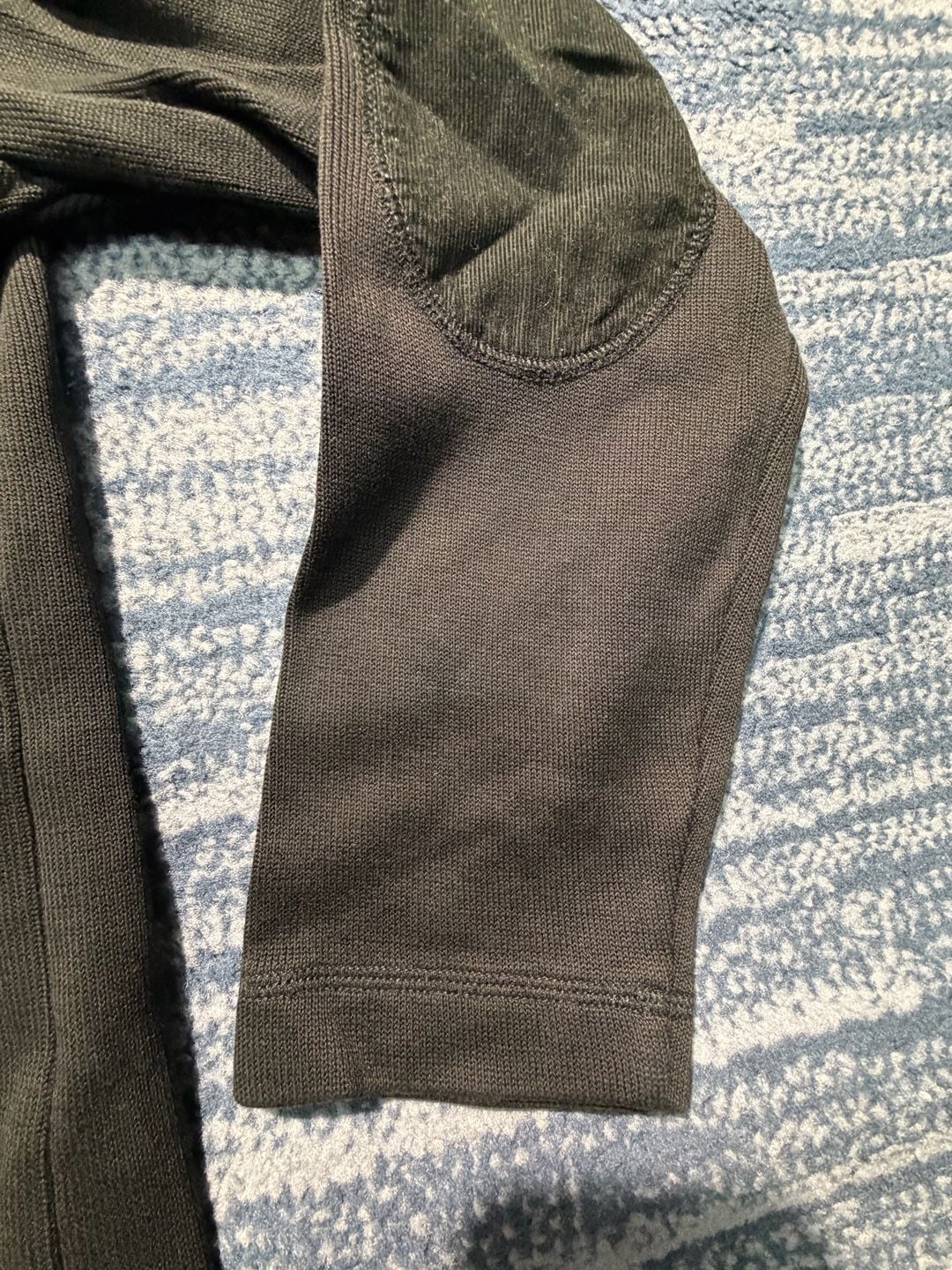 Banana Republic Quarter Zip Sweater Black Cotton Elbow Patches 5