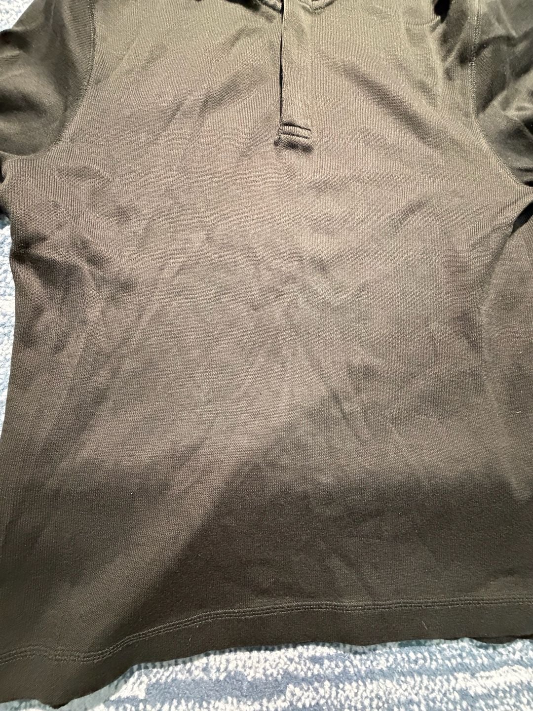 Banana Republic Quarter Zip Sweater Black Cotton Elbow Patches 7