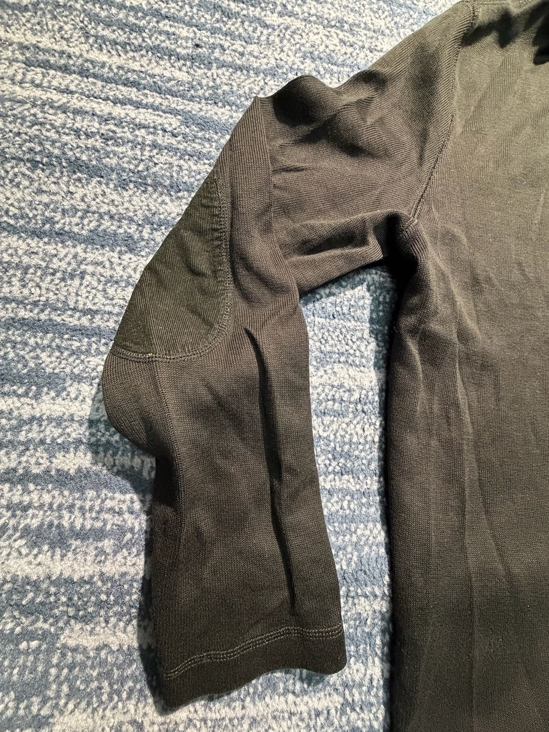 Banana Republic Quarter Zip Sweater Black Cotton Elbow Patches 10