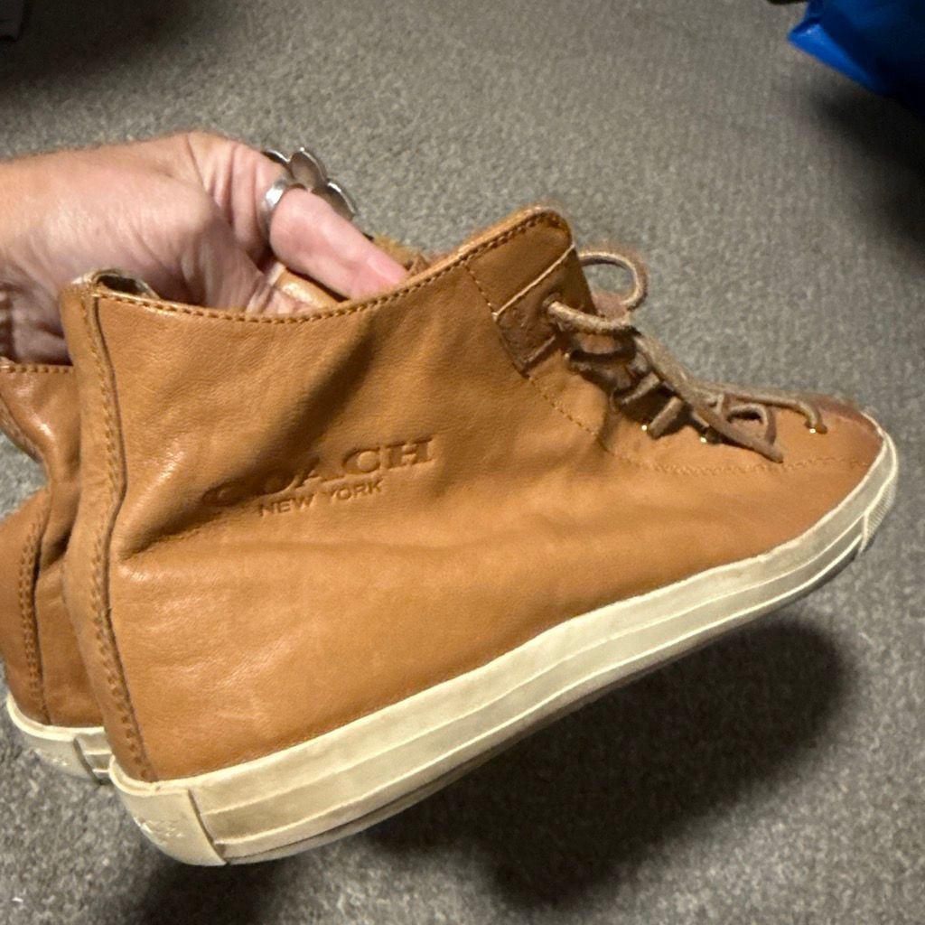 Coach High Top Sneakers Tan Leather 10.5 3