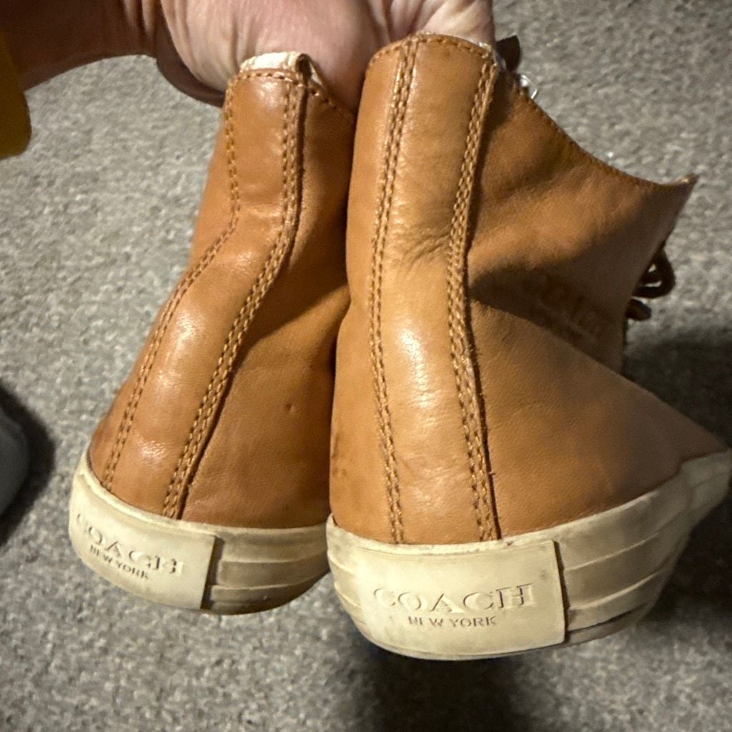 Coach High Top Sneakers Tan Leather 10.5 5