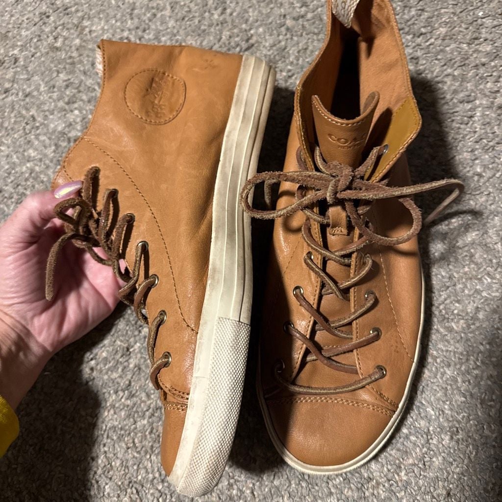Coach High Top Sneakers Tan Leather 10.5 6