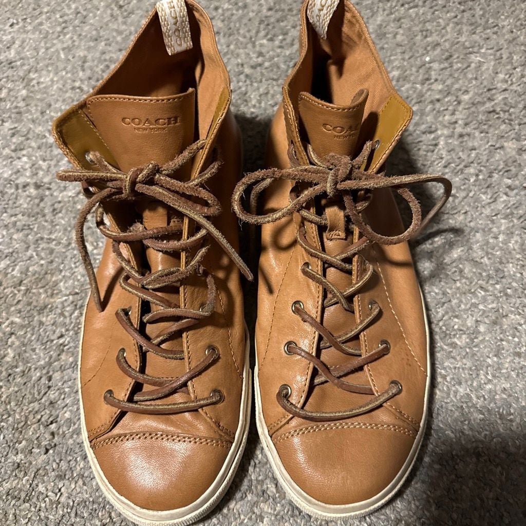 Coach High Top Sneakers Tan Leather 10.5 7