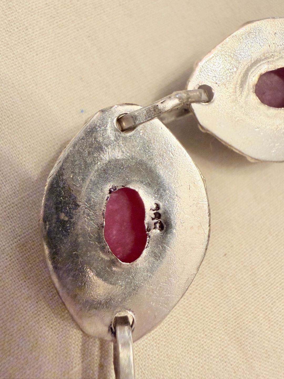 Sterling Silver 925 Pink Stone Faceted Toggle Link Bracelet 6