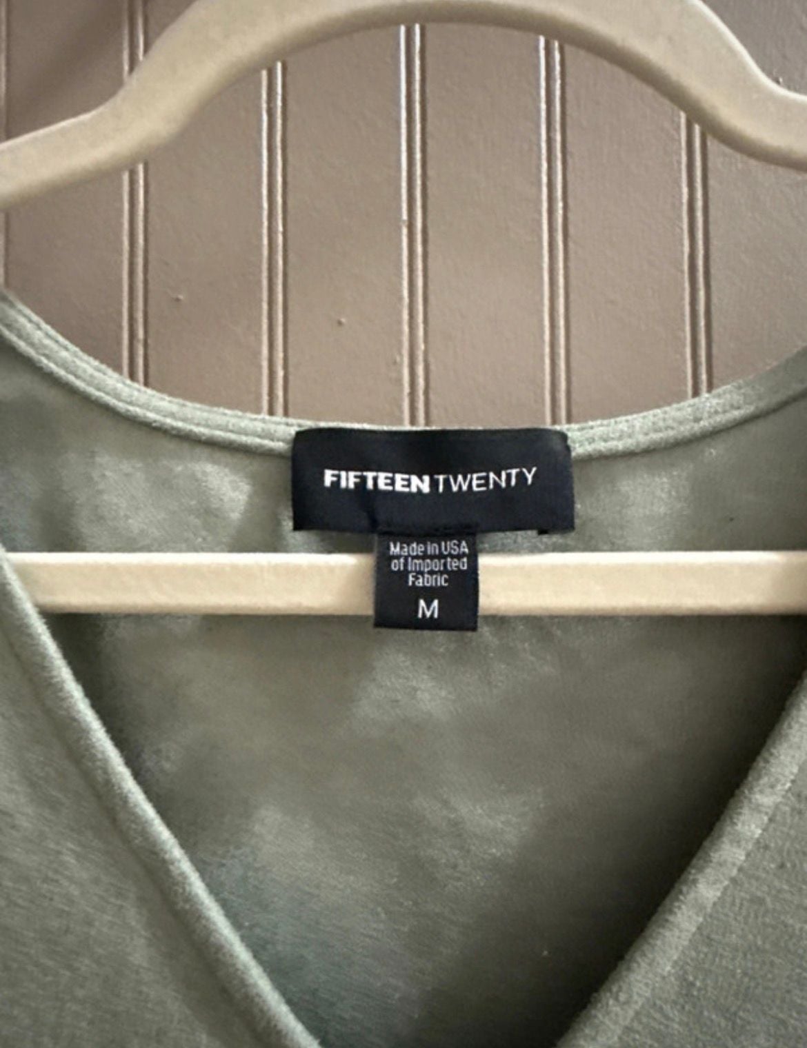 Fifteen Twenty Ruffle Suede Top Size M Sage Green Sleeveless Blouse 3