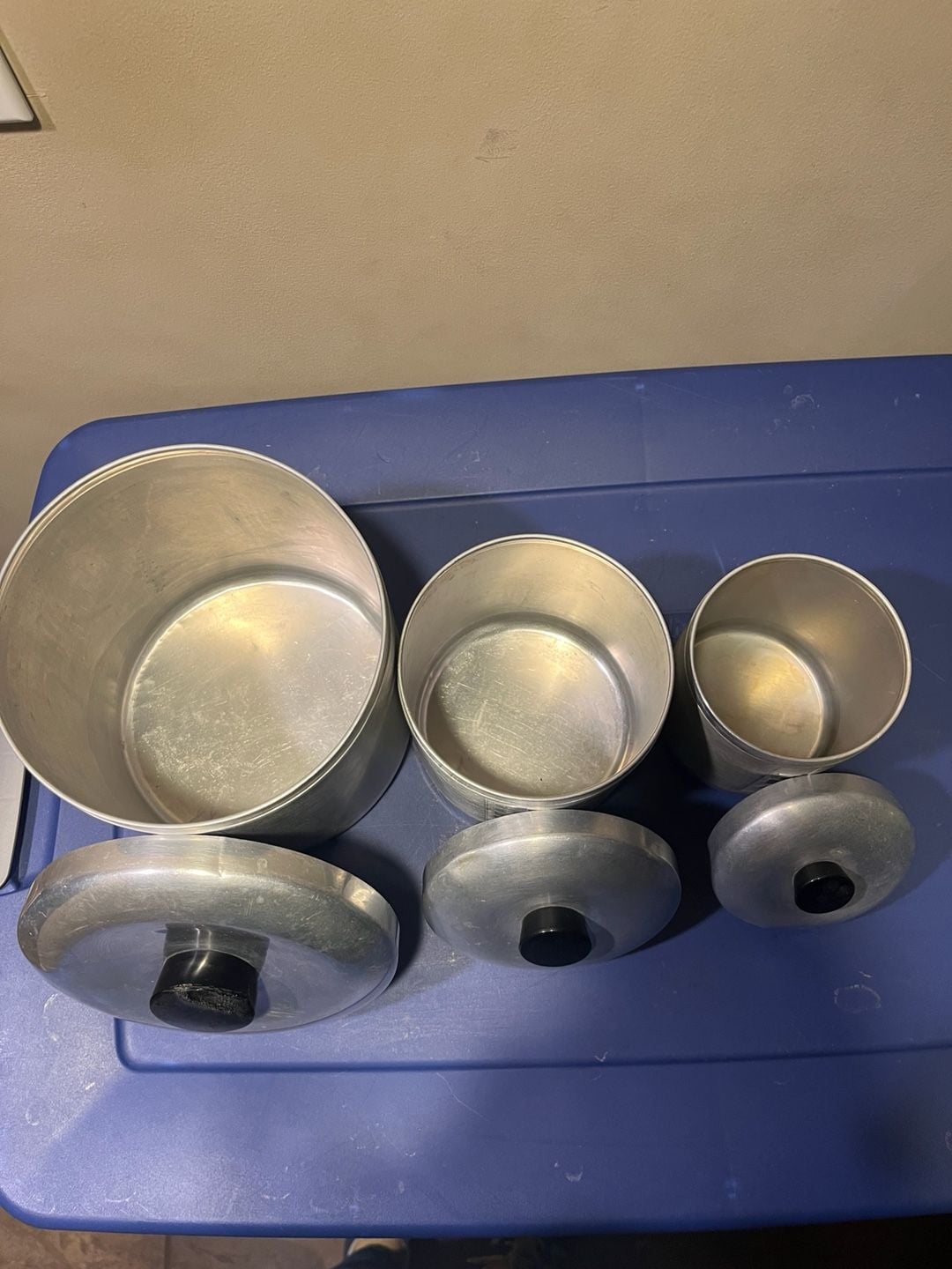 Vintage Spun Aluminum Canister Set Flour Coffee Tea 6
