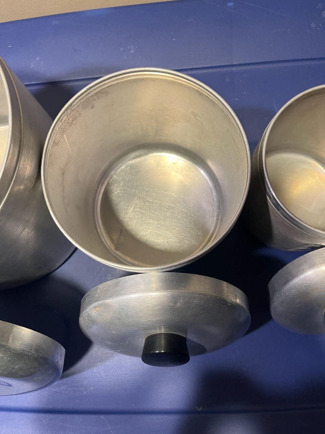 Vintage Spun Aluminum Canister Set Flour Coffee Tea 8