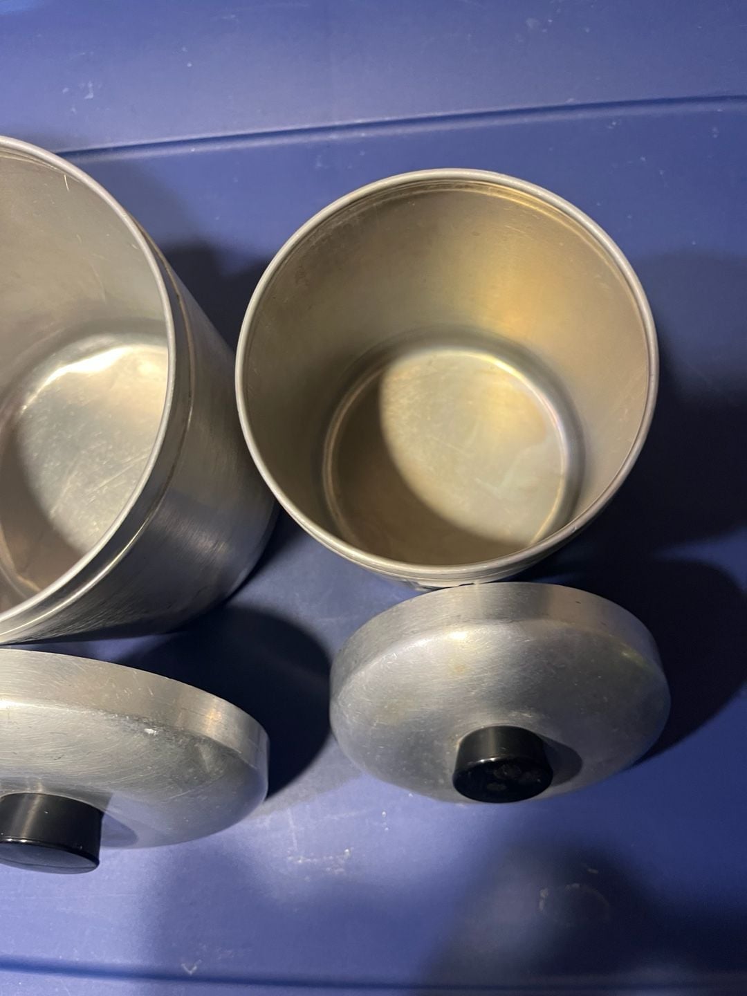 Vintage Spun Aluminum Canister Set Flour Coffee Tea 9