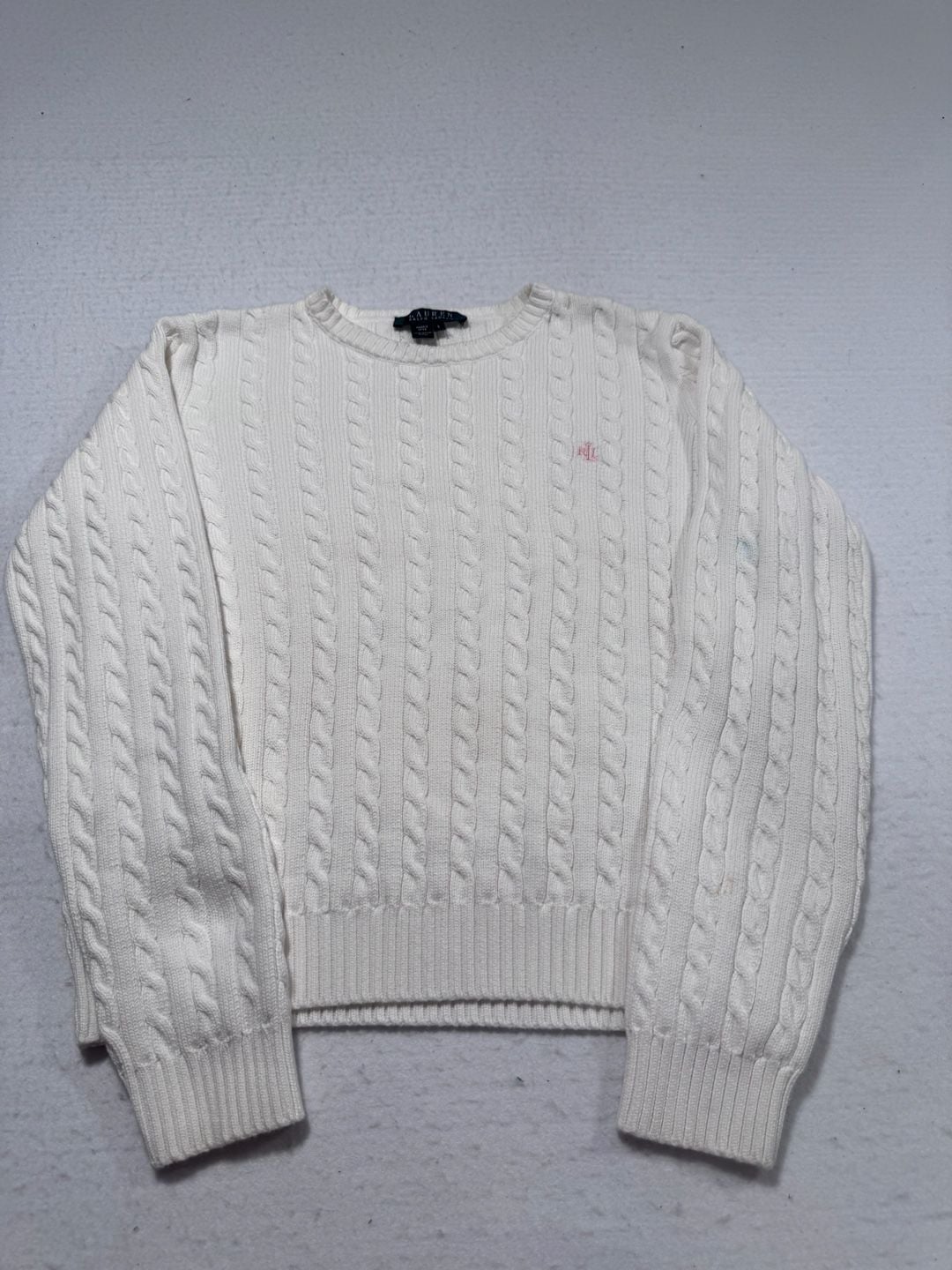Lauren Ralph Lauren Cable Knit Sweater Women’s Size L White 2