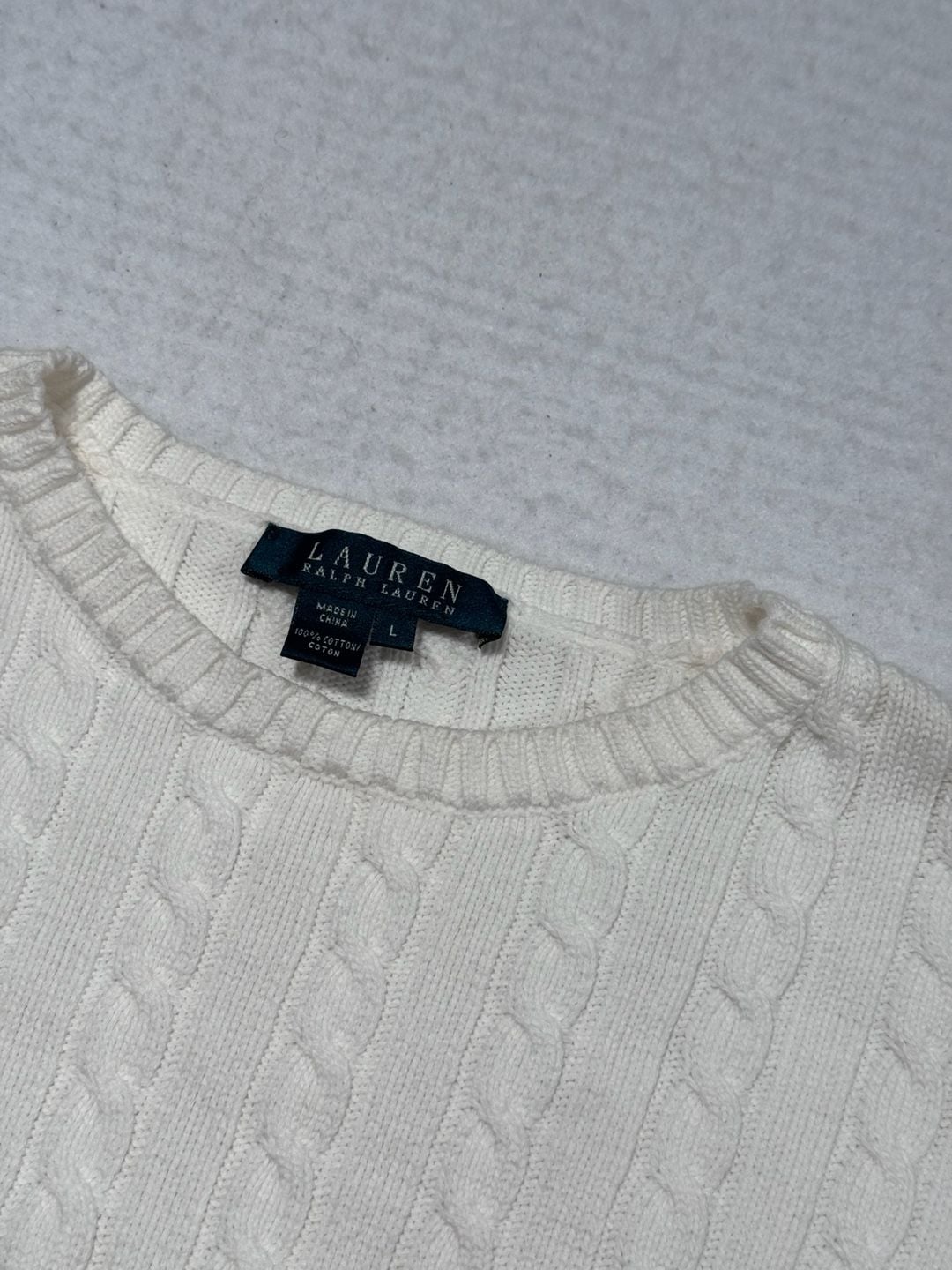 Lauren Ralph Lauren Cable Knit Sweater Women’s Size L White 3