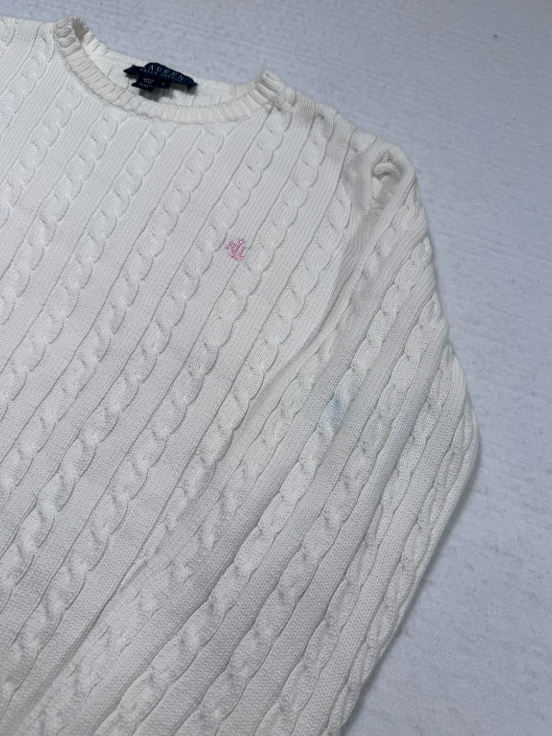 Lauren Ralph Lauren Cable Knit Sweater Women’s Size L White 5