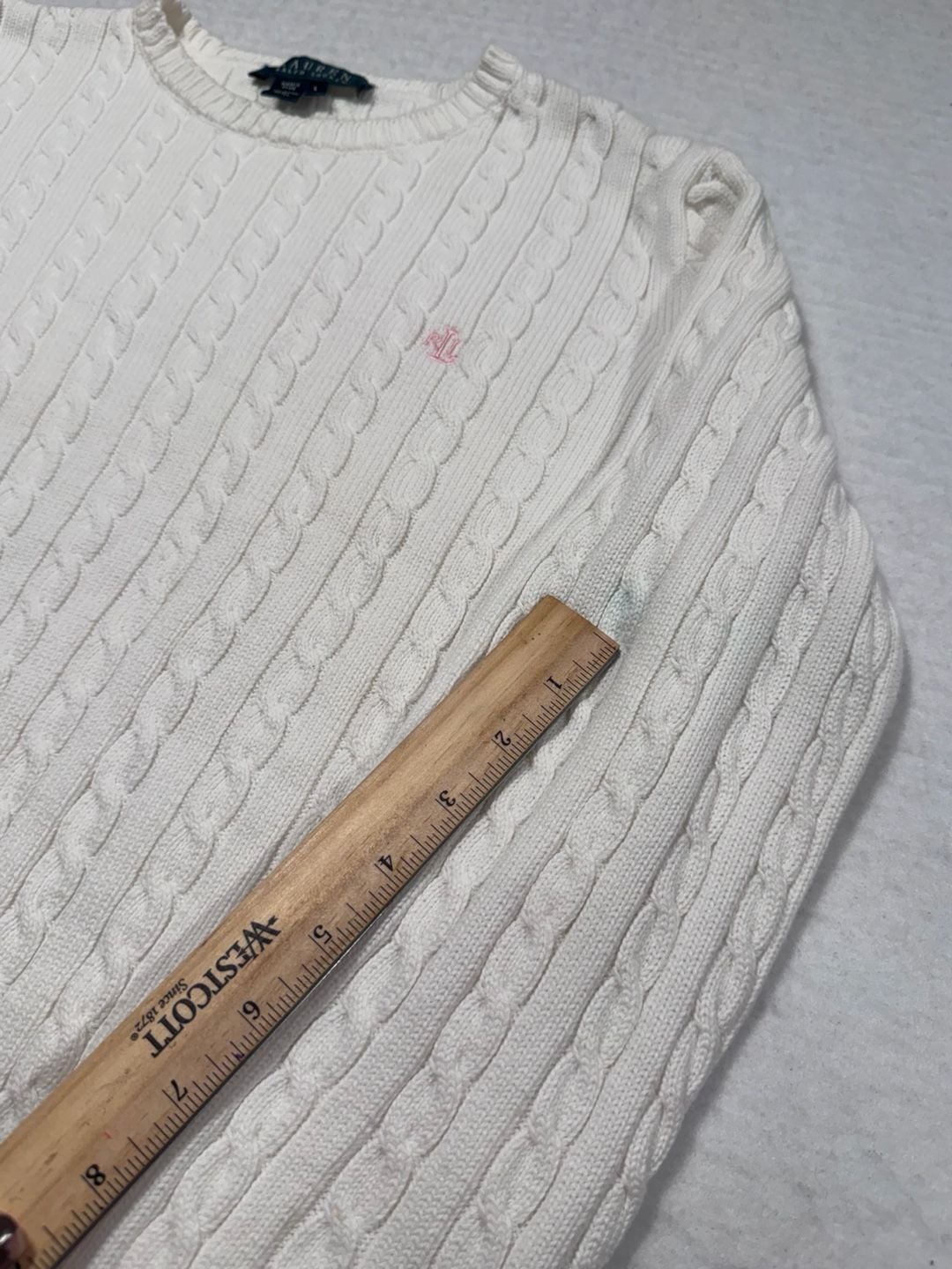 Lauren Ralph Lauren Cable Knit Sweater Women’s Size L White 7