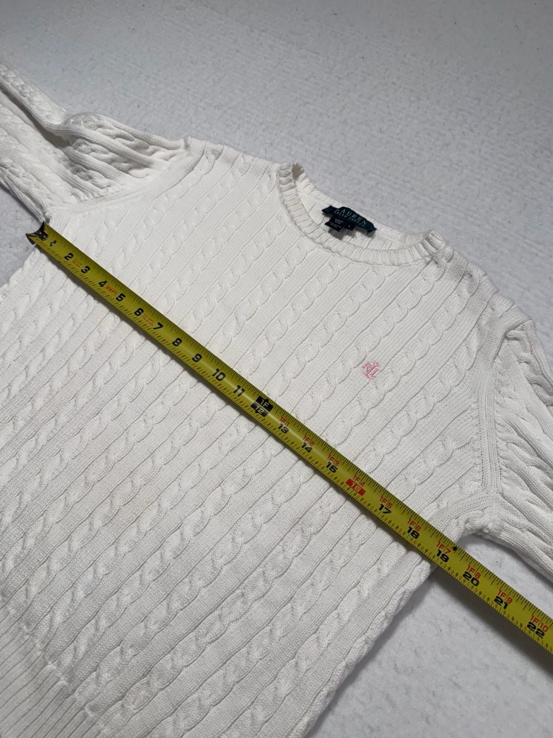 Lauren Ralph Lauren Cable Knit Sweater Women’s Size L White 8