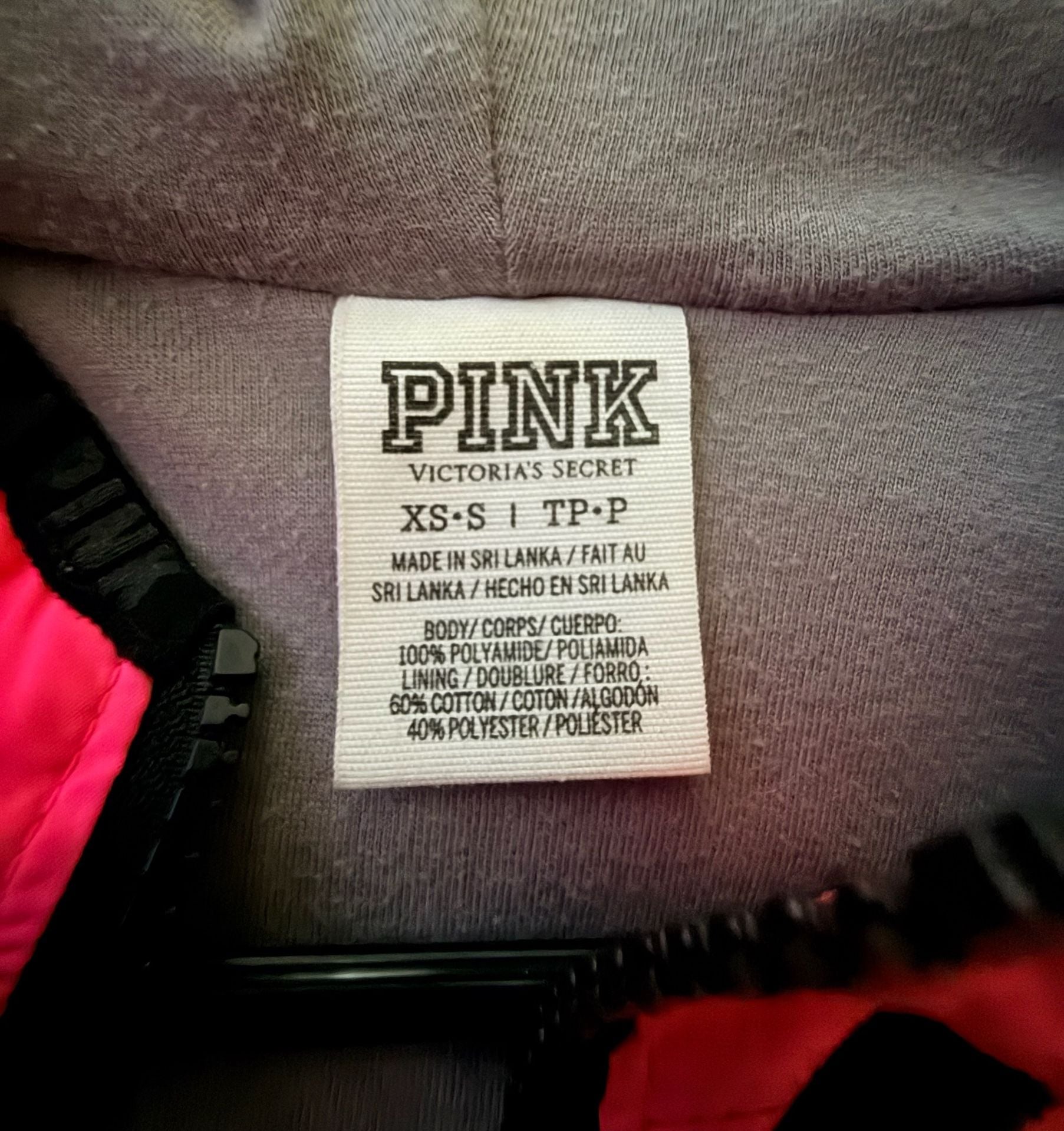 Pink Victoria's Secret Anorak Jacket Size XS/S Neon Pink Black Gray 5