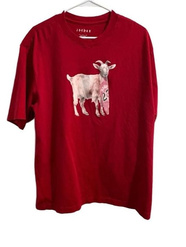 Jordan GOAT Graphic T-Shirt Size Large Red Short Sleeve 2