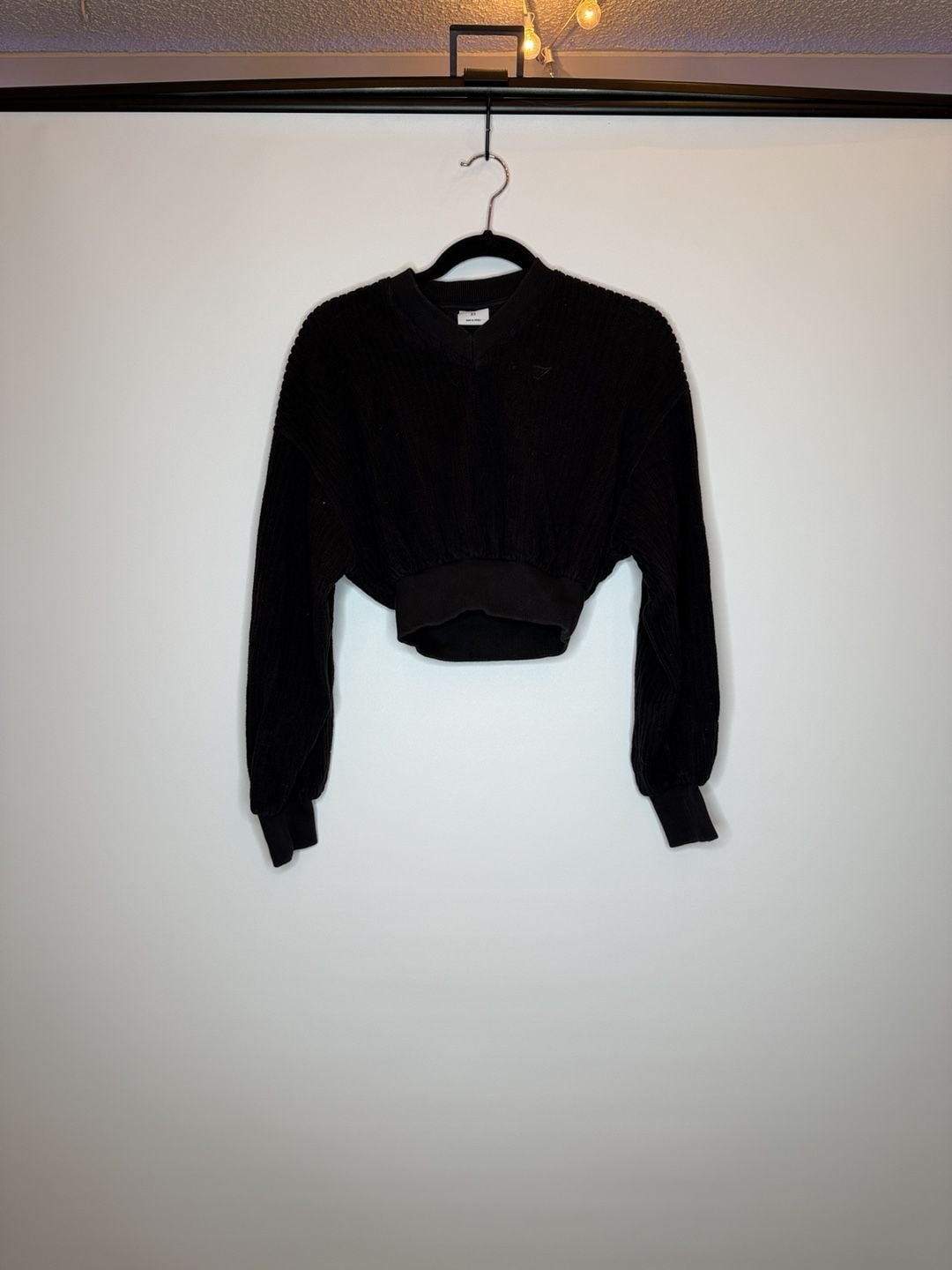 Gymshark Ribbed Crop Sweatshirt Size XS Black 2