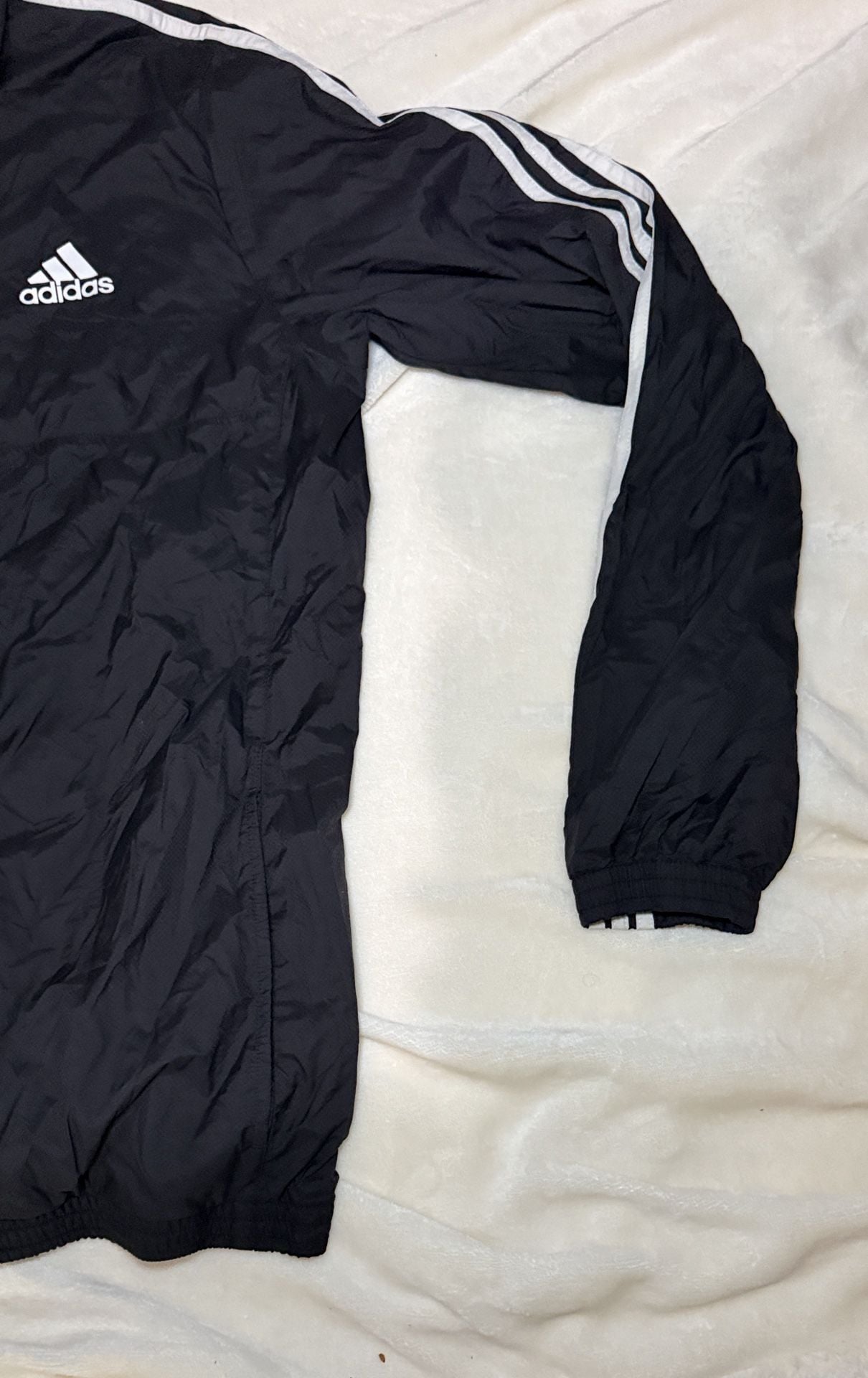Adidas Full Zip Hooded Windbreaker Jacket Size LT Black 4