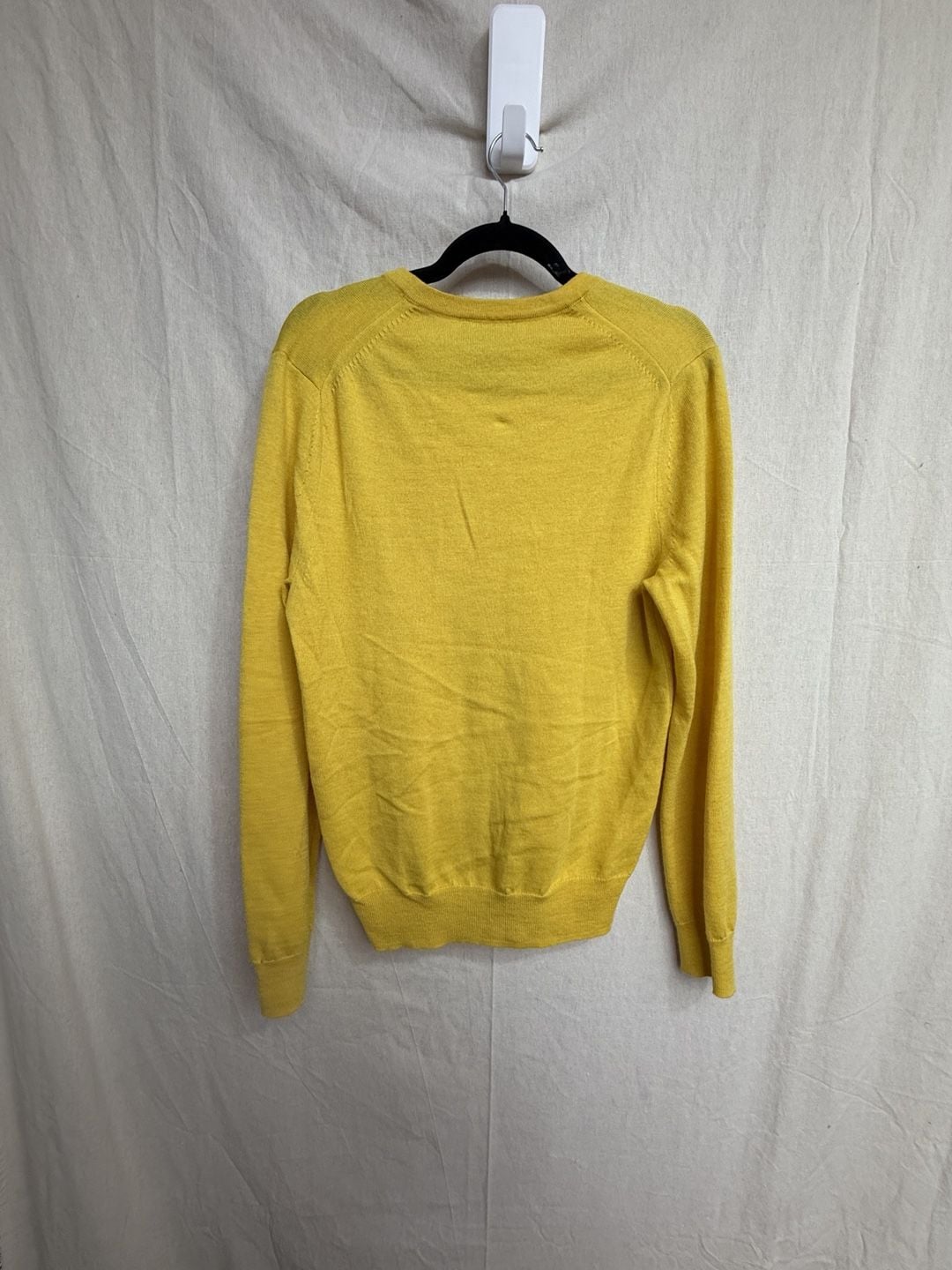 Express Extra Fine Merino Wool V-Neck Sweater Size S Yellow 5