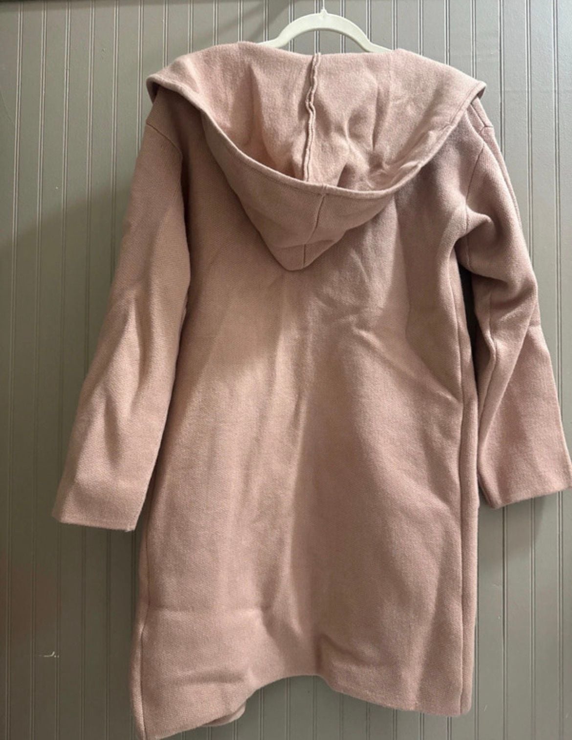 Anrabess Hooded Cardigan Size M Pink Open Front Pocket Sweater 5
