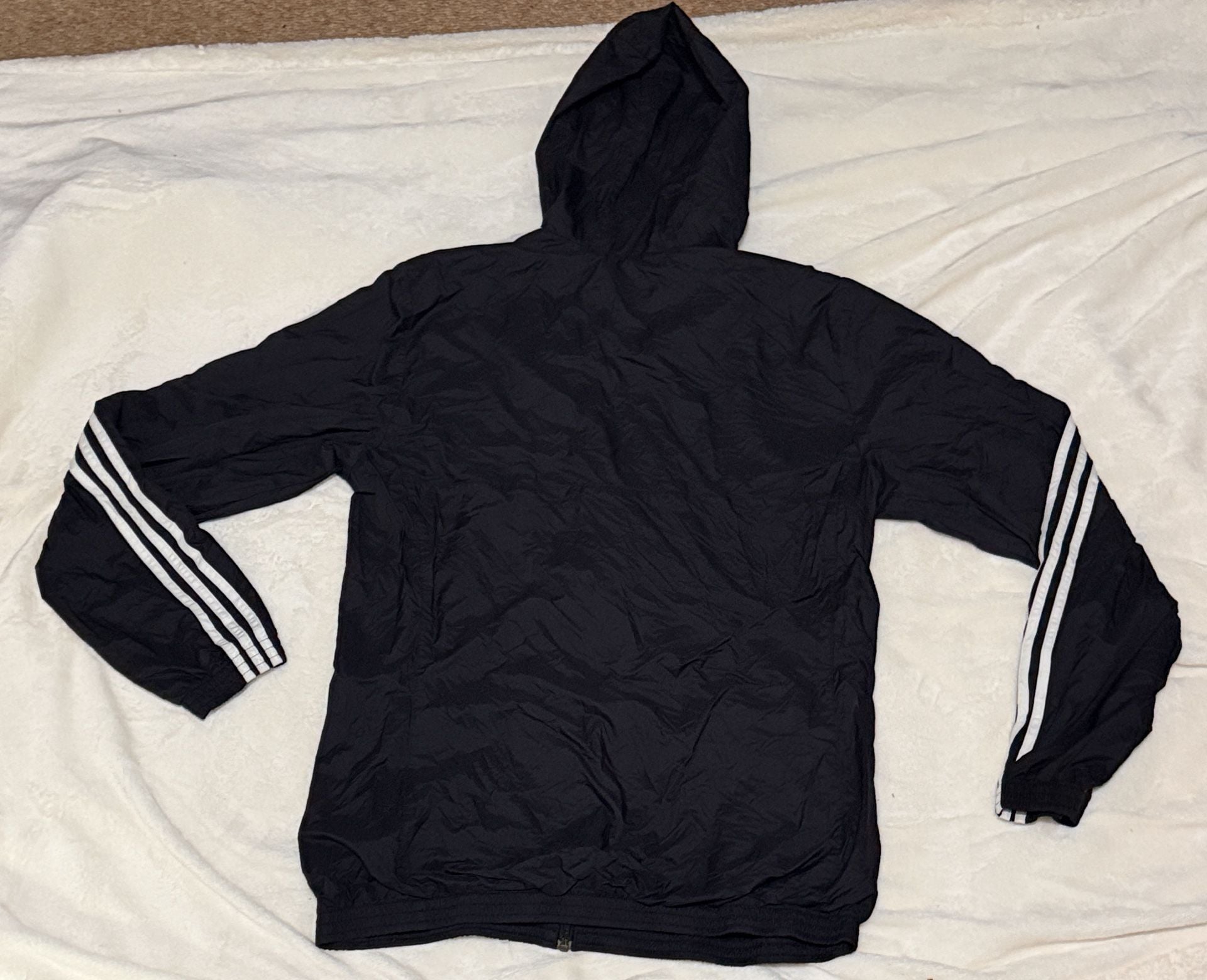 Adidas Full Zip Hooded Windbreaker Jacket Size LT Black 6