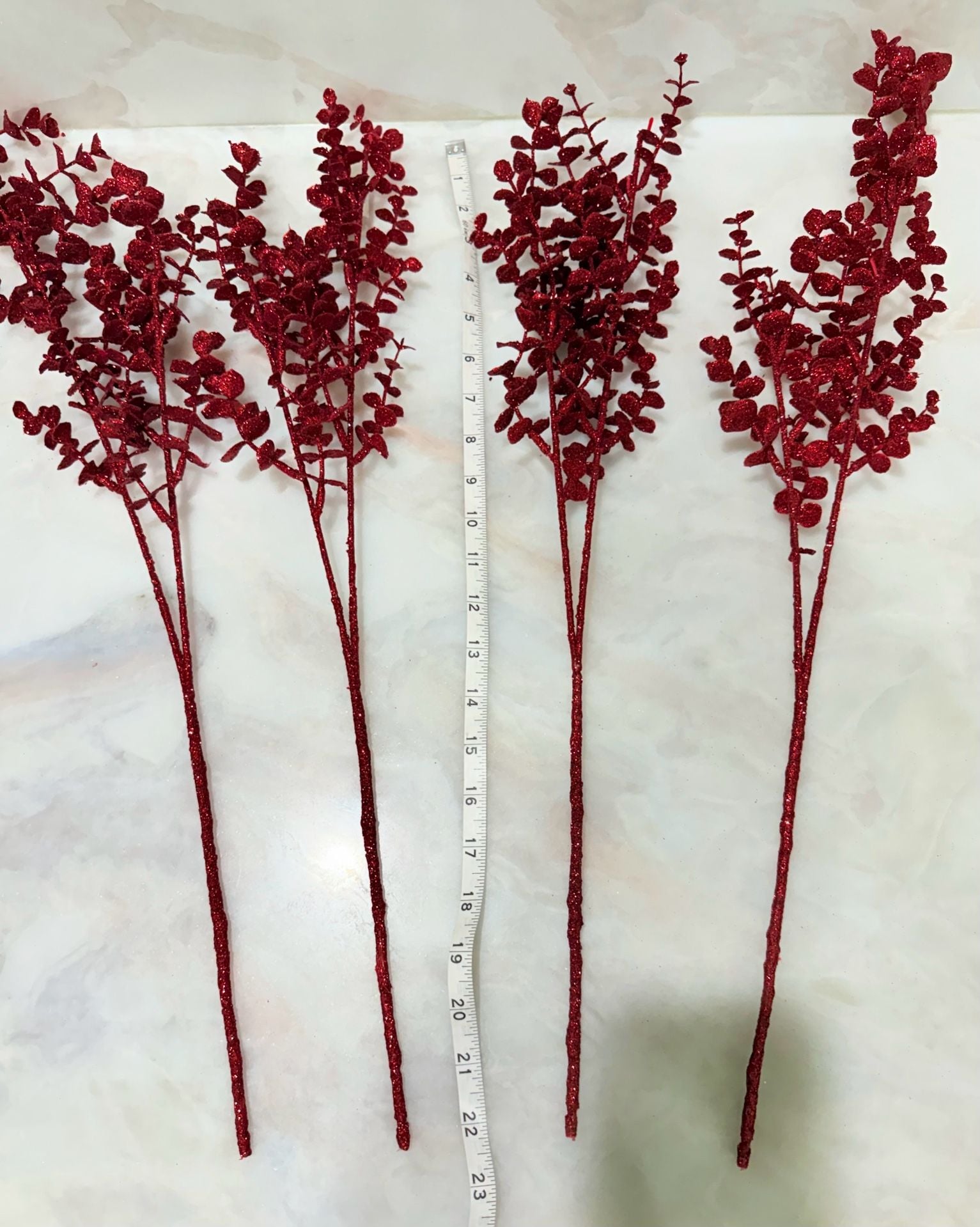 Red Glitter Floral Stem 4 Set 3