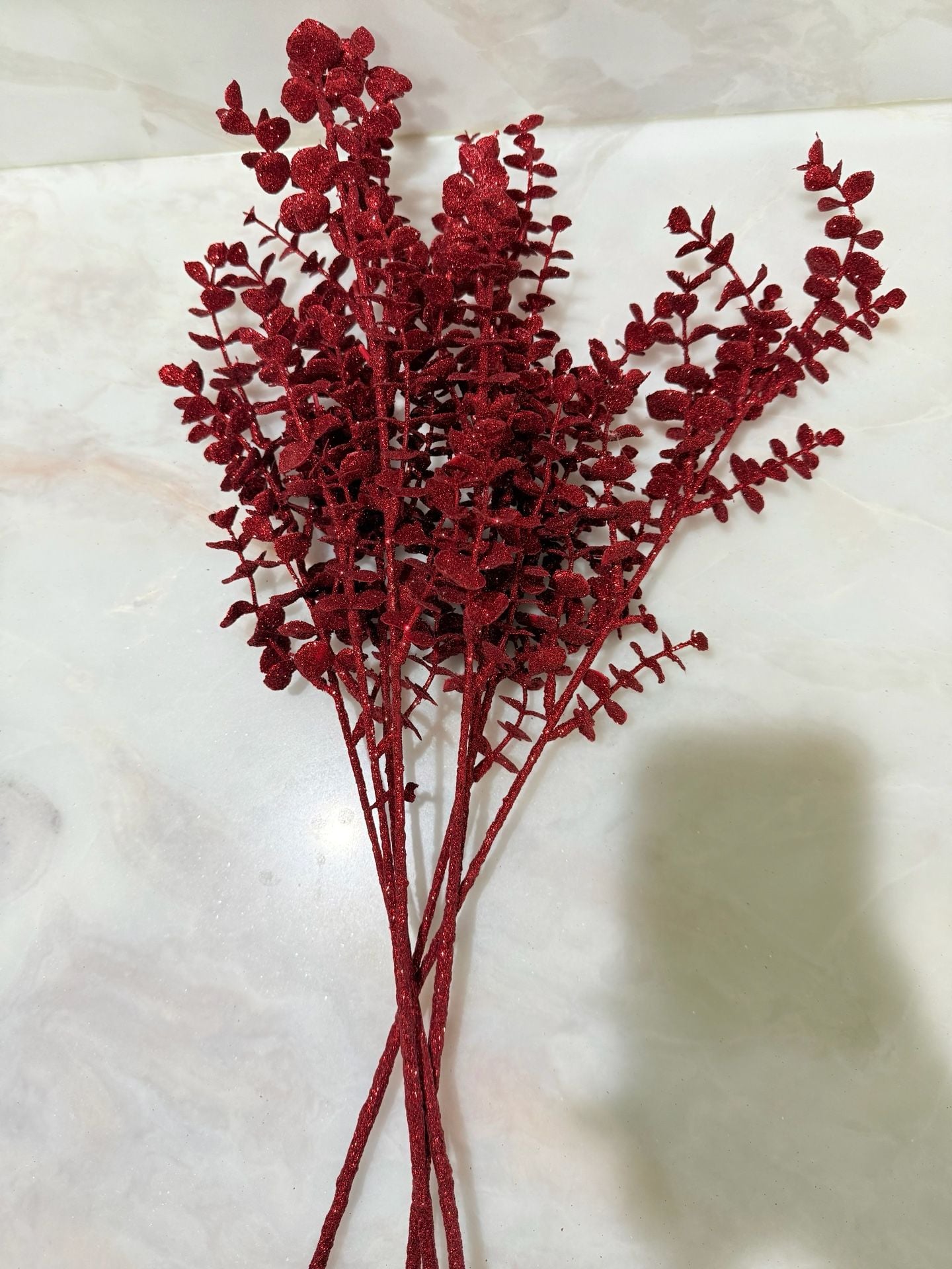 Red Glitter Floral Stem 4 Set 4