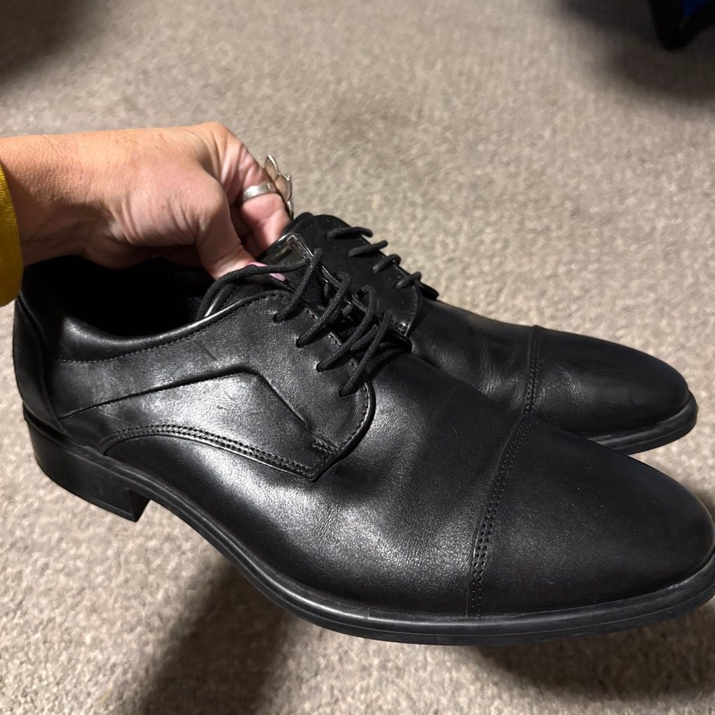 ECCO Citytray Cap Toe Oxford Shoes Black Leather 9.5 2