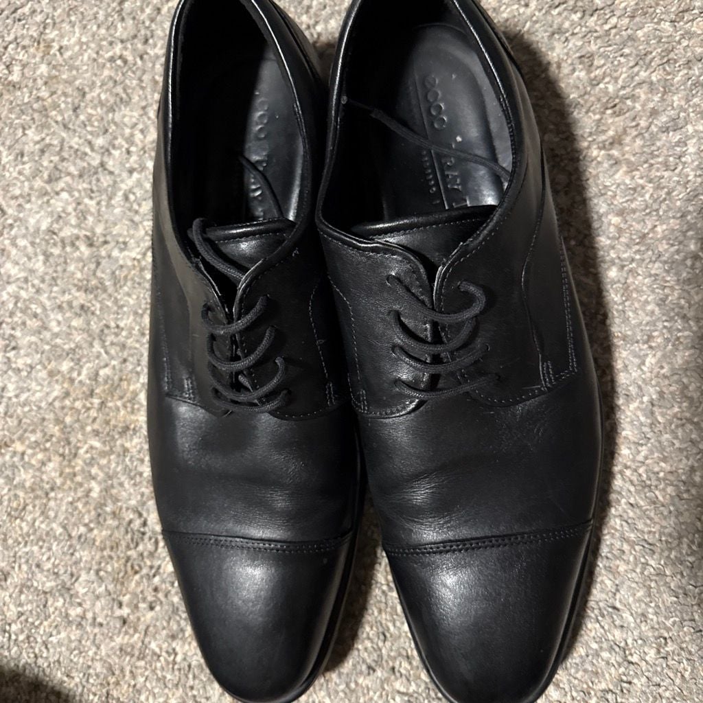 ECCO Citytray Cap Toe Oxford Shoes Black Leather 9.5 5