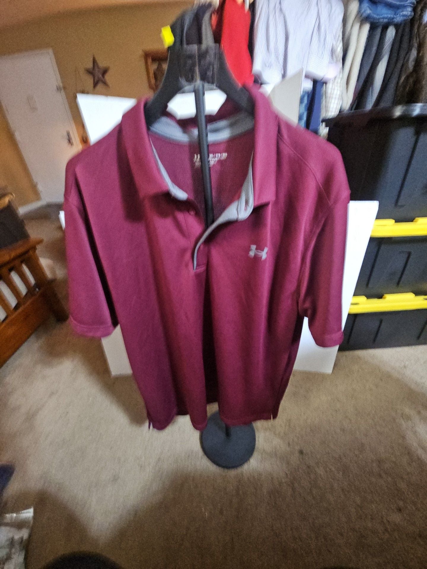 Under Armour Polo Shirt Size 2XL Maroon Red Loose Fit NWT 2