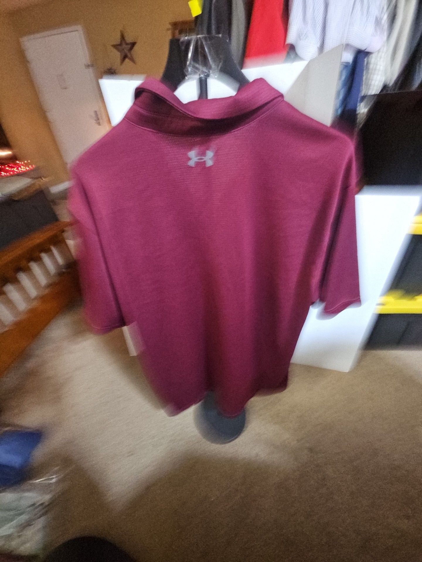 Under Armour Polo Shirt Size 2XL Maroon Red Loose Fit NWT 3