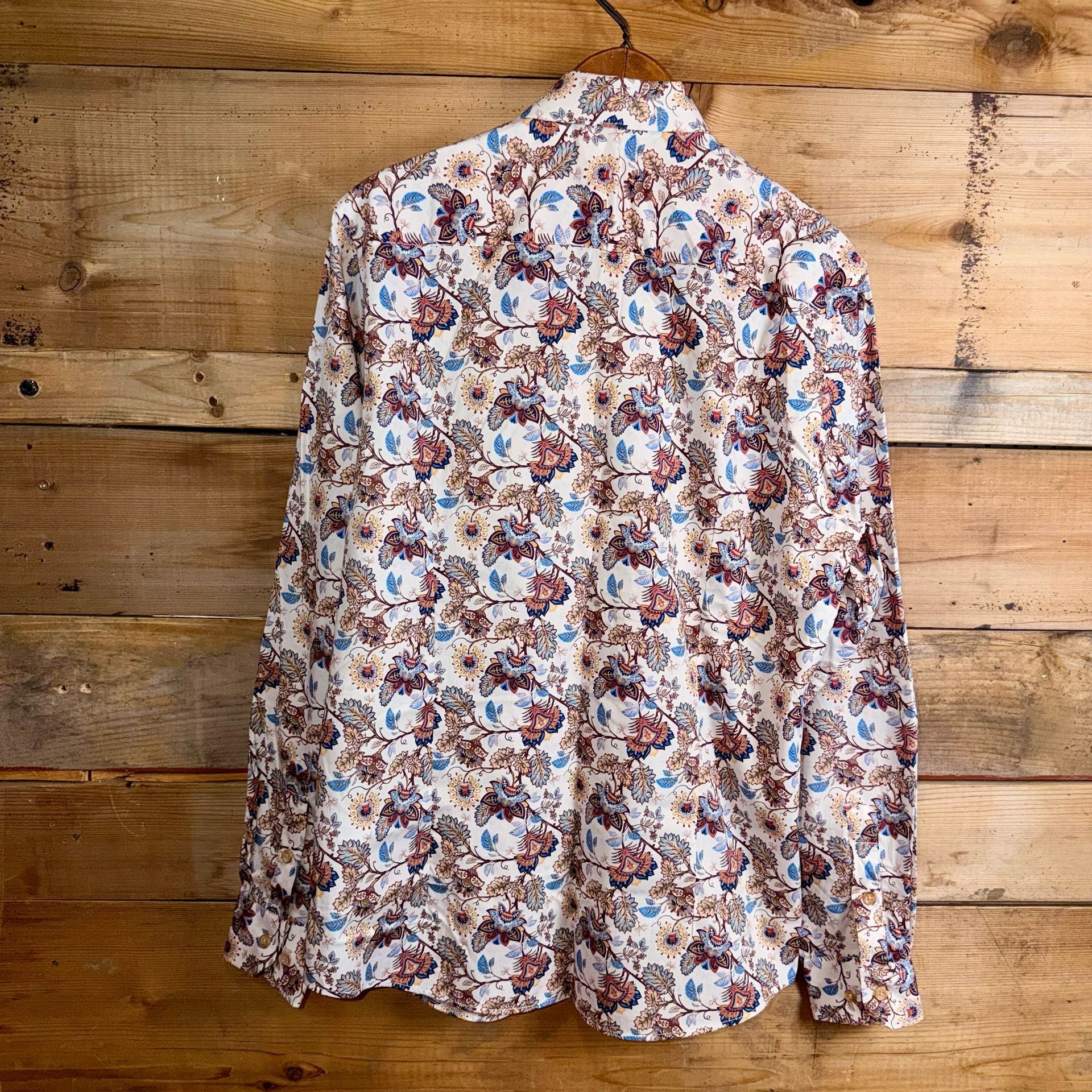 Brass Monkey Long Sleeve Button-Up Shirt Floral Print Size M 3