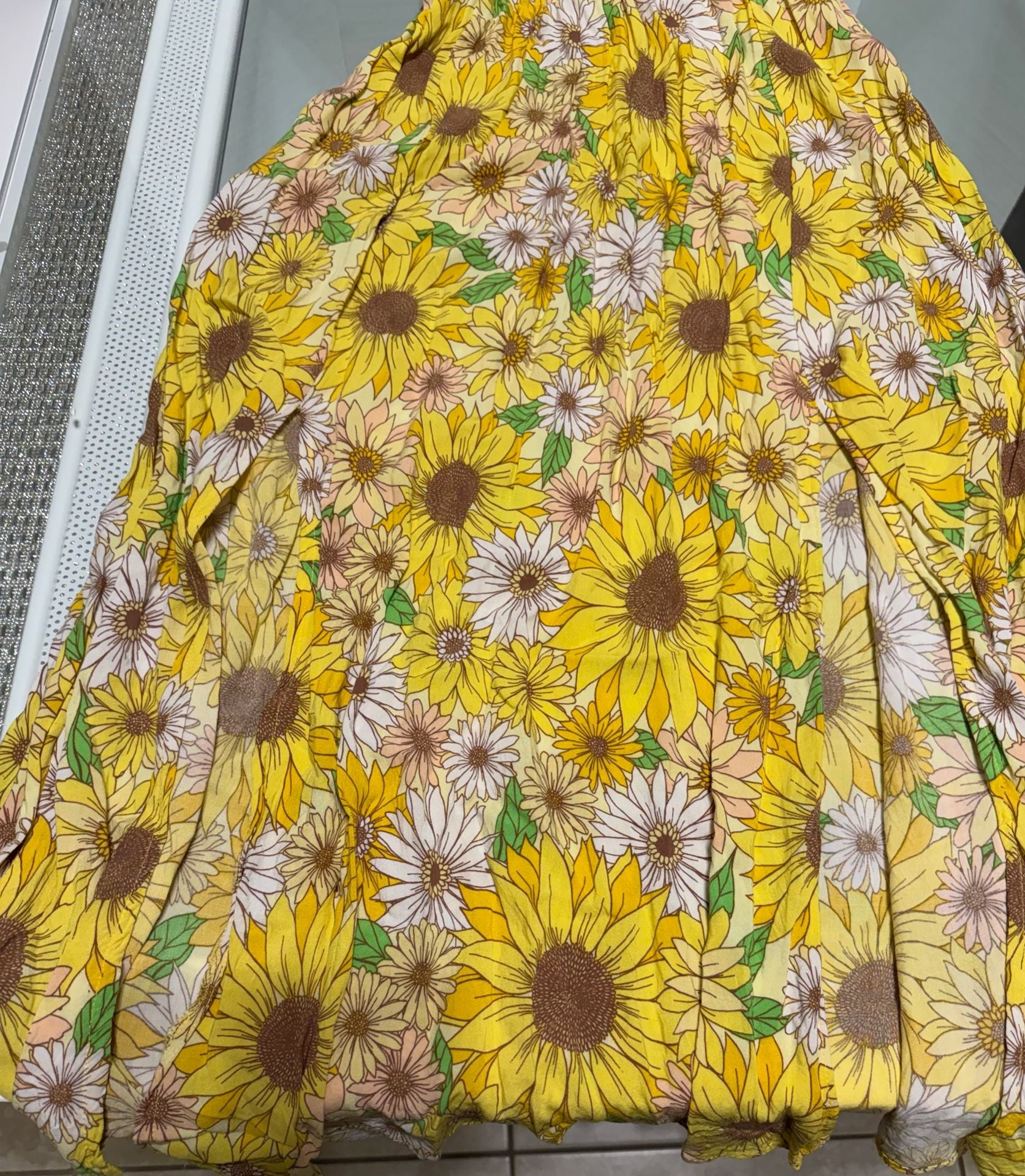 Jolie & Joy Sunflower Floral Midi Dress Size S Yellow Smocked Back Slit 4