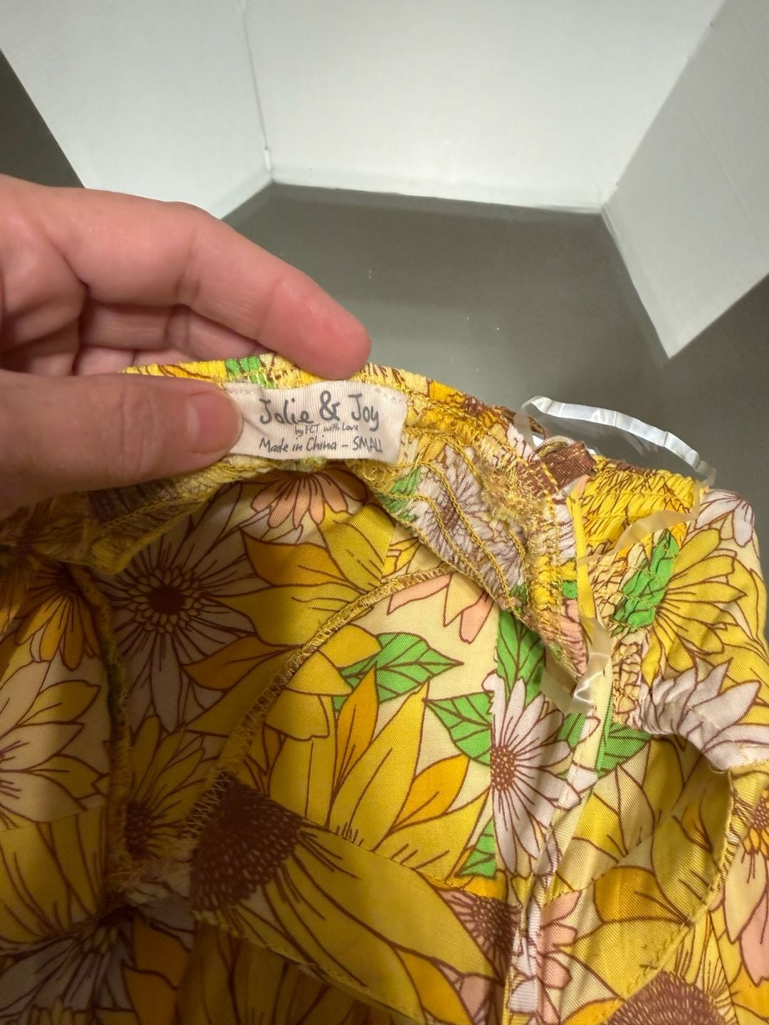 Jolie & Joy Sunflower Floral Midi Dress Size S Yellow Smocked Back Slit 7