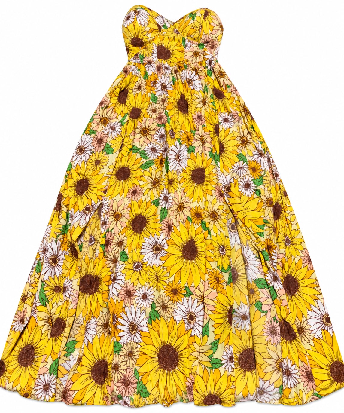 Jolie & Joy Sunflower Floral Midi Dress Size S Yellow Smocked Back Slit 2